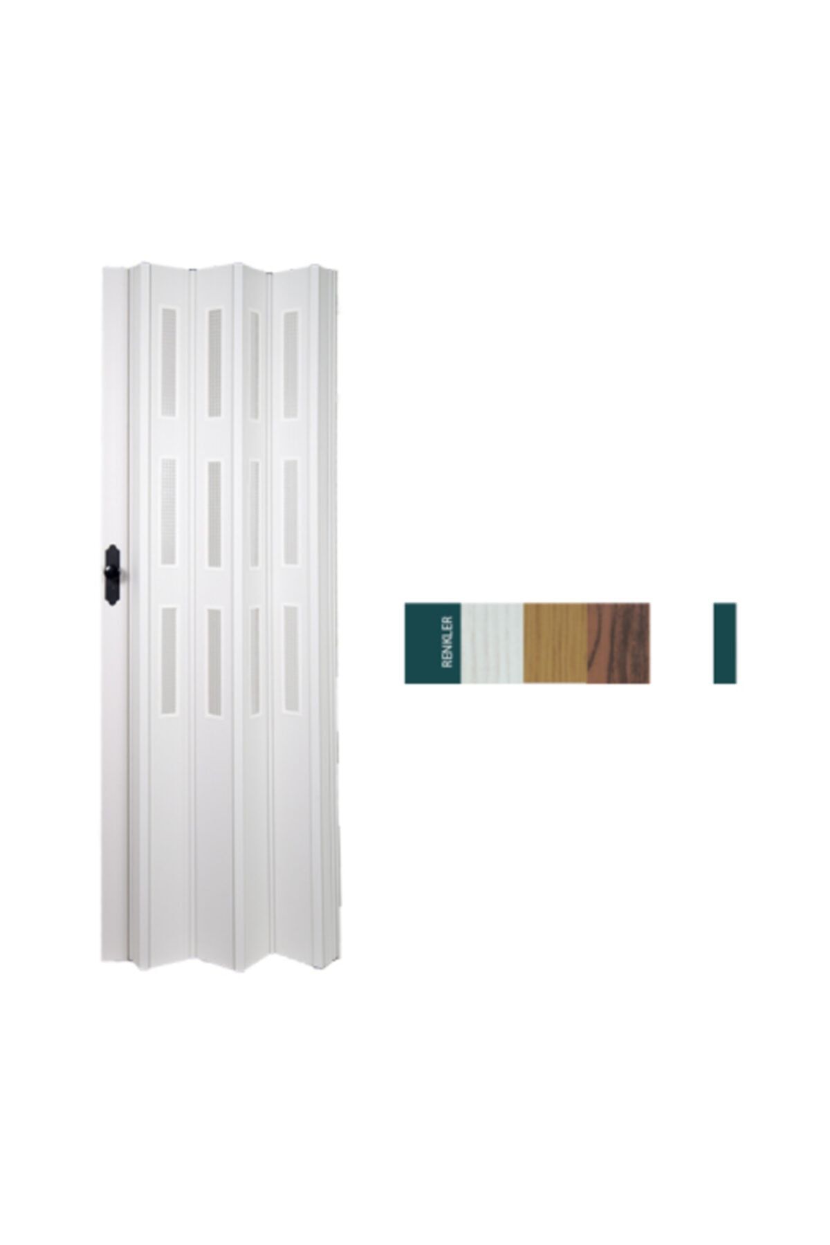 ERİKMANN Beyaz Camlı Tek Açılım Akordeon Pvc Kapı 192 X 252 cm