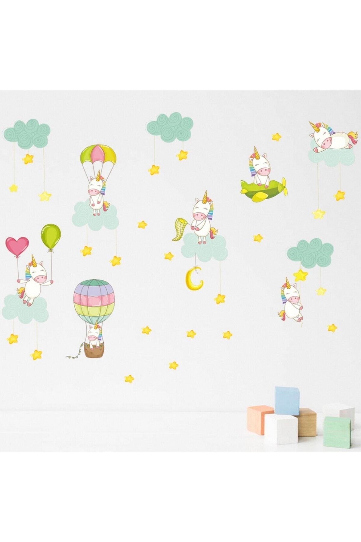 CRYSTAL KIDS Sevimli Unicorn Midilliler Bebek Odası Dekoru Duvar Süsü Sticker