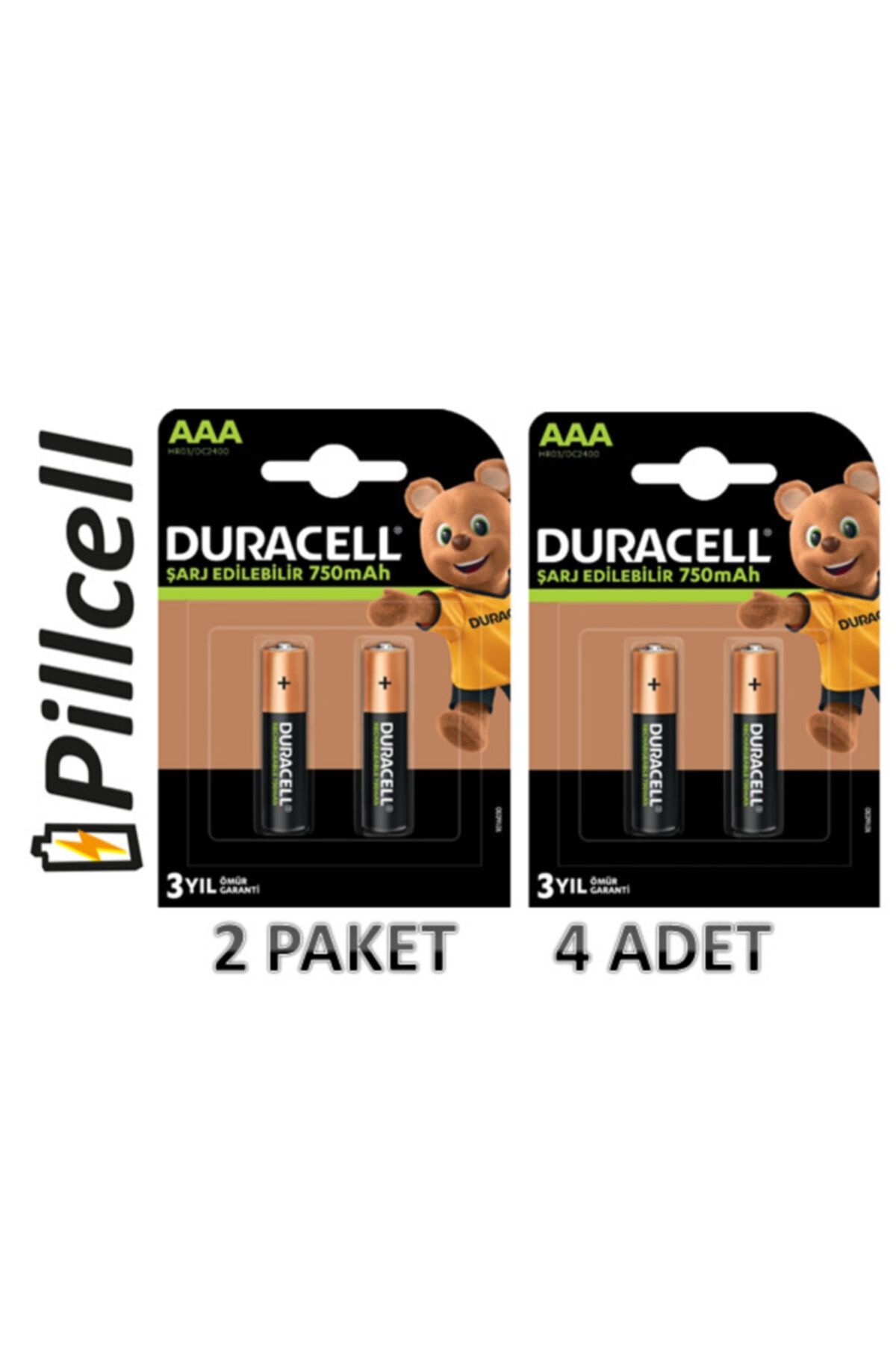 Duracell Şarj Edilebilir Aaa 750 Mah 2 Li Ince Pil *2 Paket