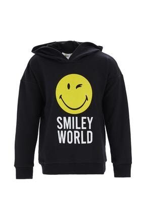 DeFacto Kız &Ccedil;ocuk Siyah Smiley Lisanslı Sweatshirt