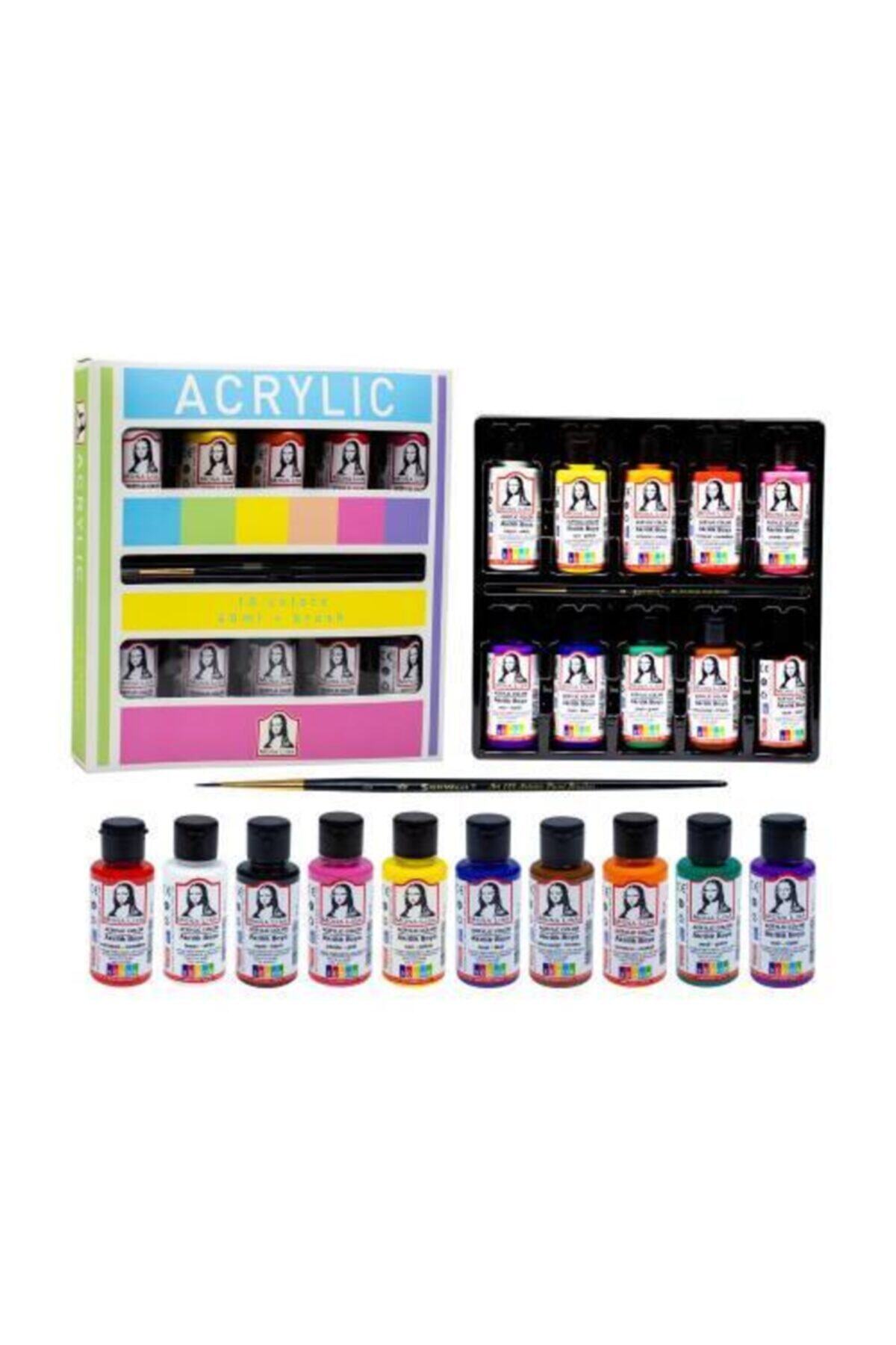 Hobialem Akrilik Boya, 40 Ml X 10 Adet, Fırça Hediye, Ahşap Boyası, Tuval Boyası