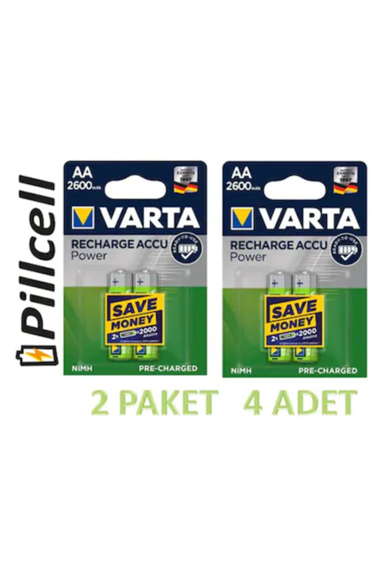 Varta Şarj Edilebilir 2600 Mah Aa (kalem Pil) 2 Li * 2 Paket Ekonomik