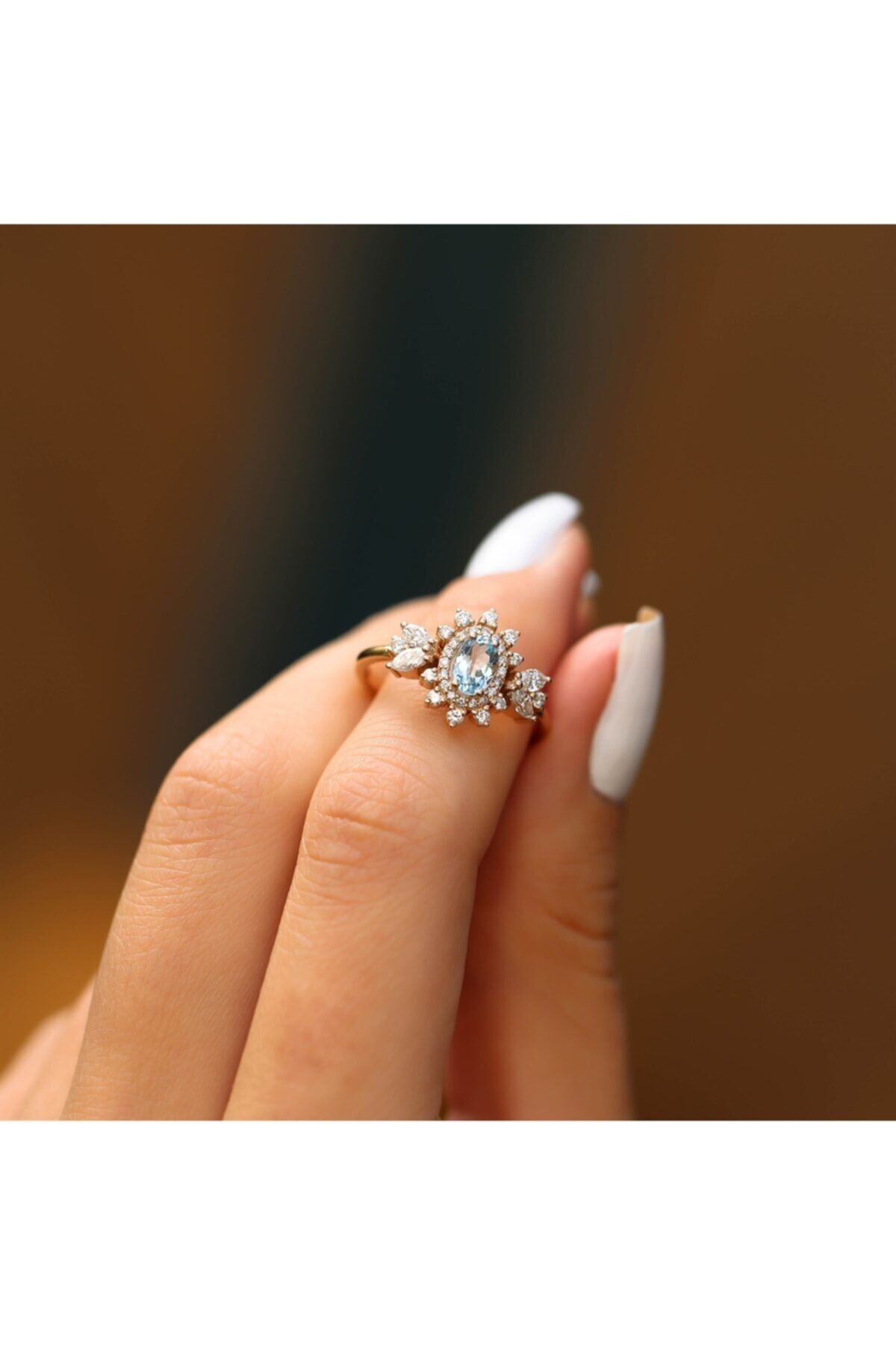 Safir Kuyumculuk Aquamarine Pırlanta Yüzük