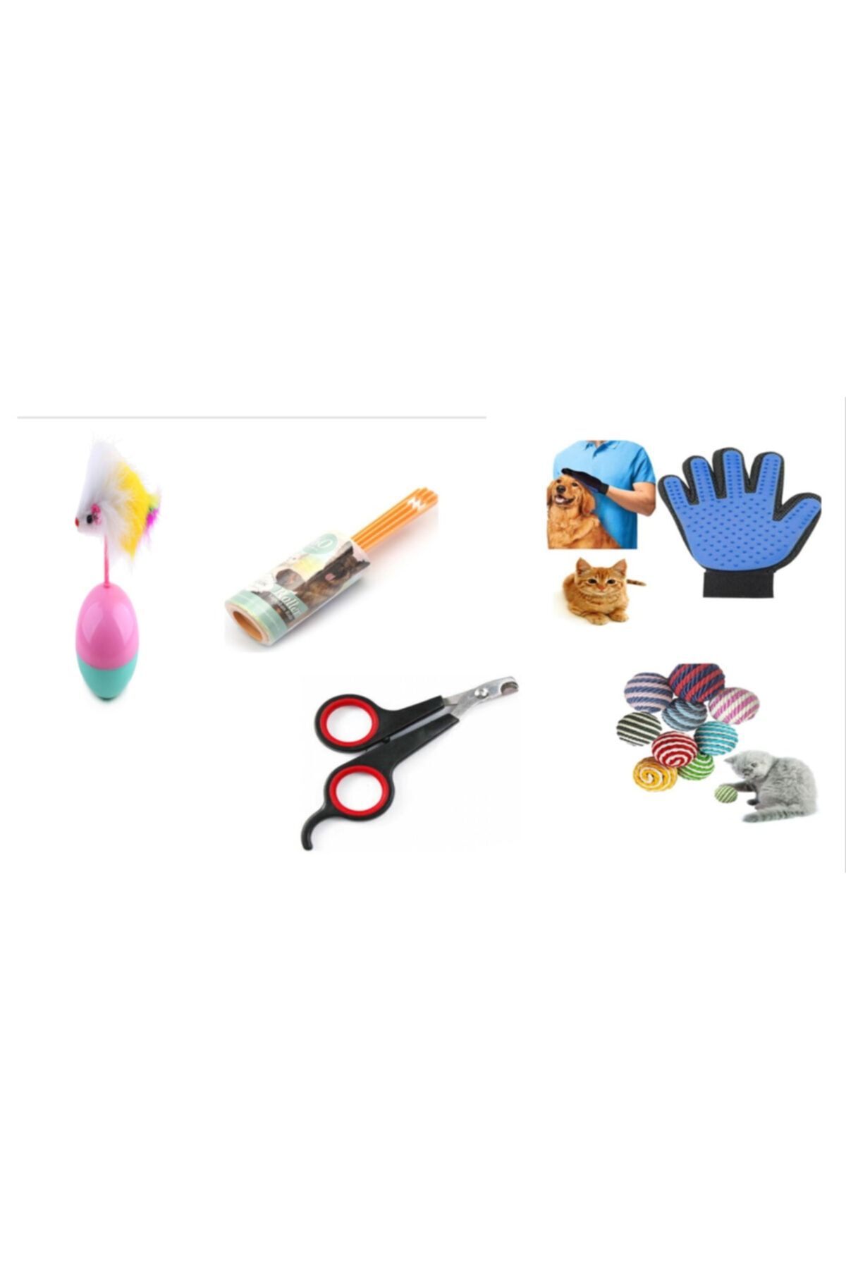 Easy Pet Hacı Yatmaz Oyun Topu&kedi Tırnak Makası &tüy Toplama Rulosu & Kedi Tüy Eldiveni &ip Sarma Oyun Topu