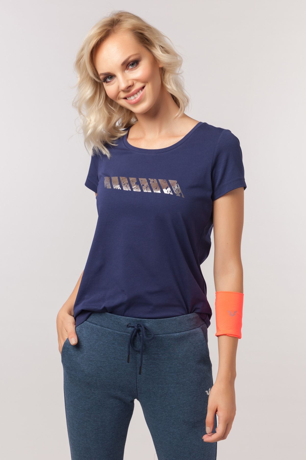 bilcee Kadın Lacivert Büyük Beden T-shirt 1467