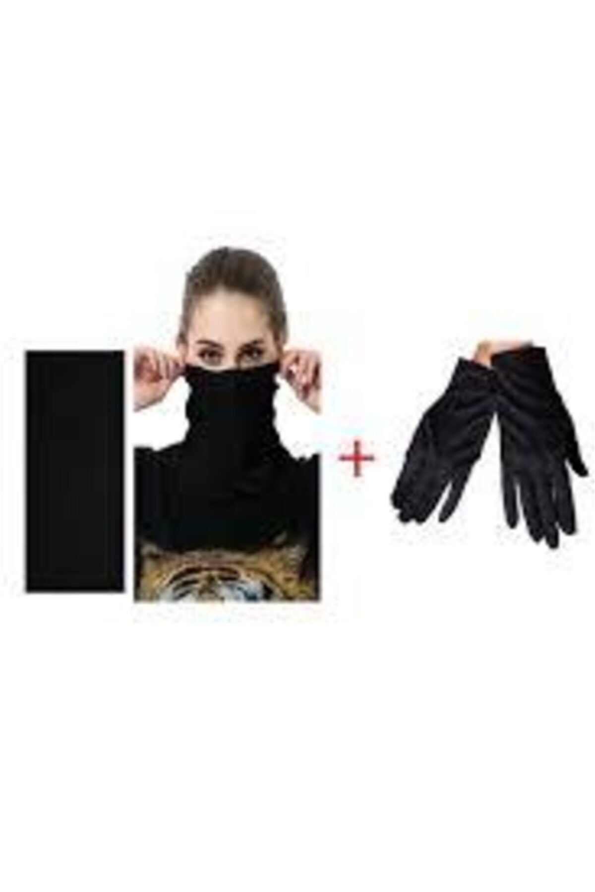 HİFA Siyah Baf Bandana Maske Ve Eldiven Seti 1 Adet