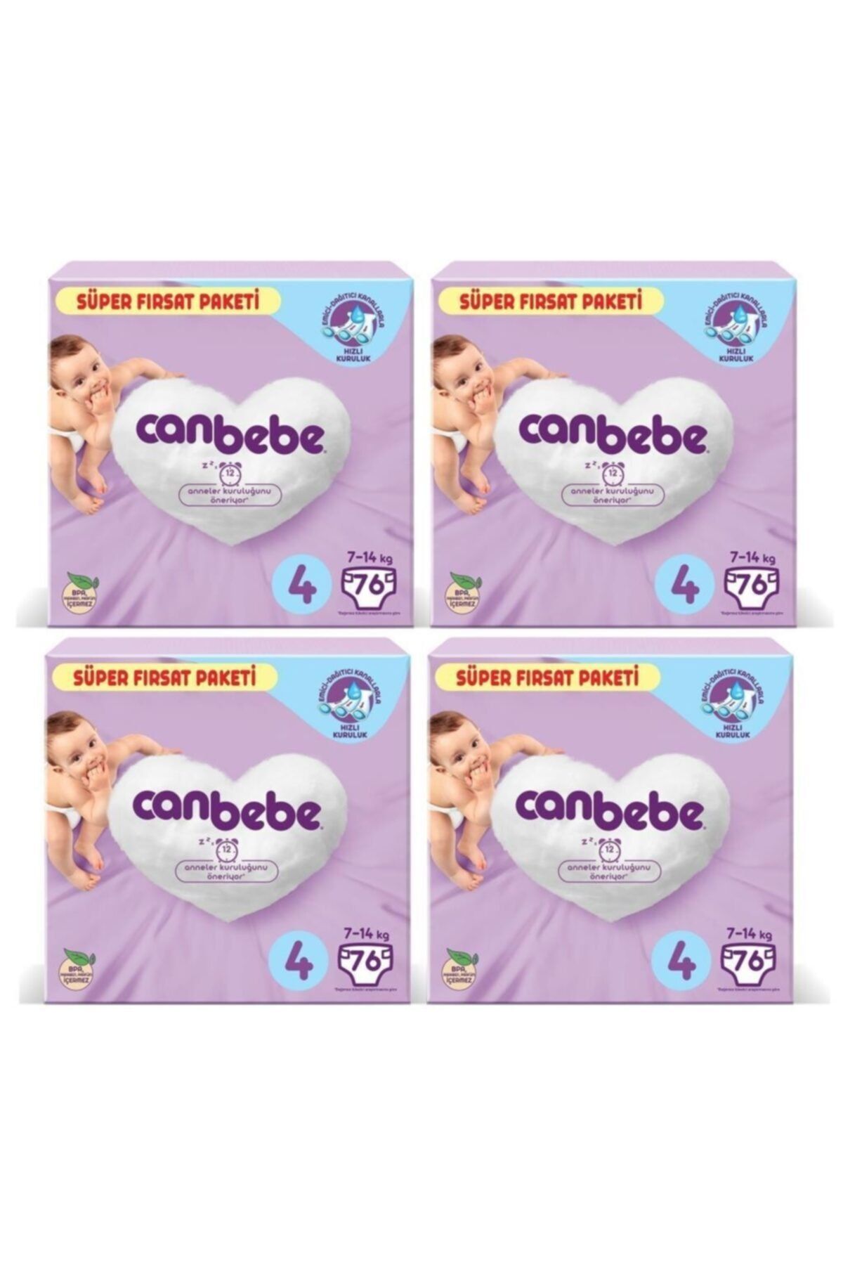 Canbebe 4 Numara Bebek Bezi 7-14 kg 304 Adet