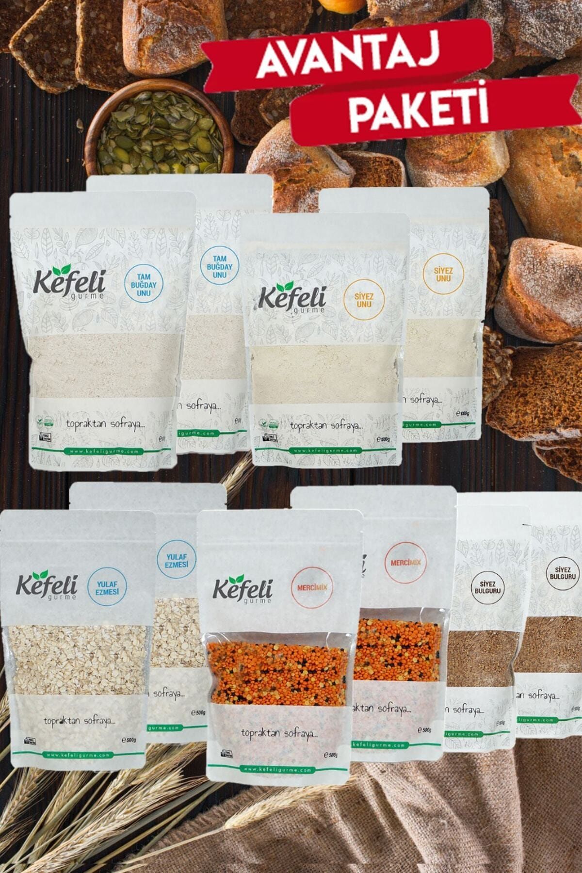 Kefeli Full 2'li Paket Organik Katkısız Siyez Unu + Mercimix + Yulaf Ezmesi + Tam Buğday + Siyez Bulguru