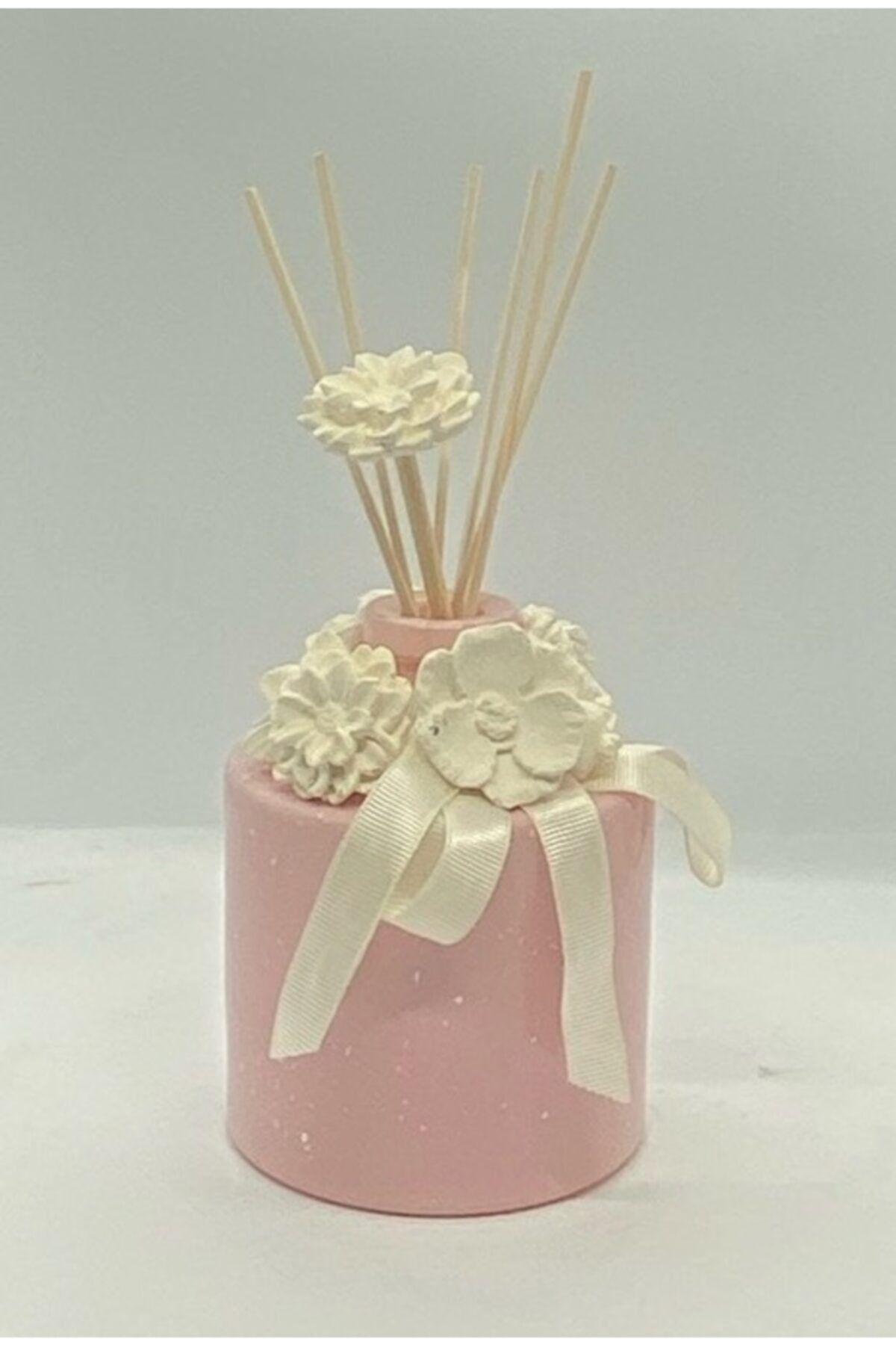 Missi 500 Cc Soft Pembe Beyaz Boyalı Şişe Bambu Çubuklu Gül Oda Kokusu