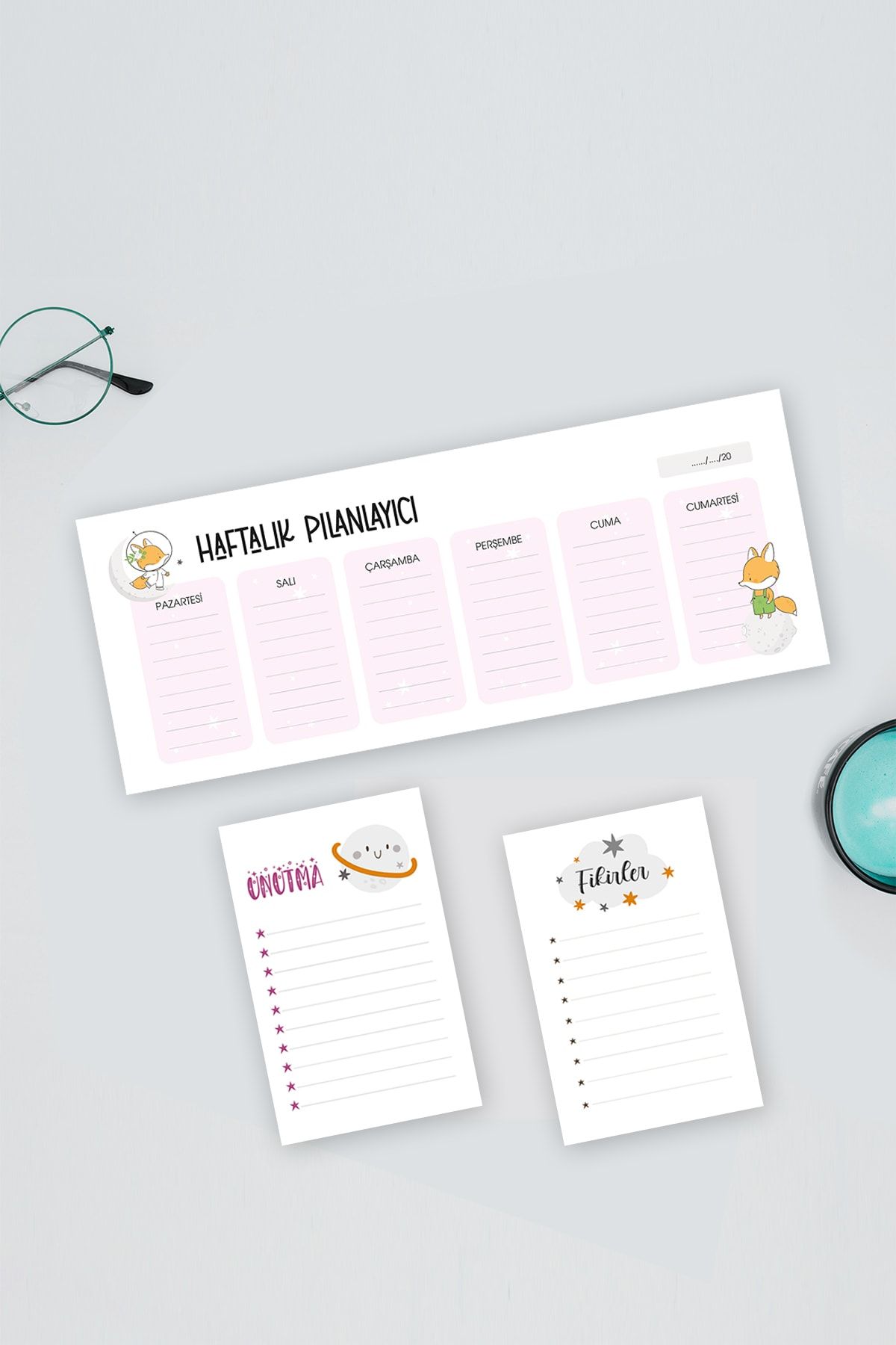 YAPRAK Haftalık Planlayıcı Yarım Boy Defter 3 Lü Set