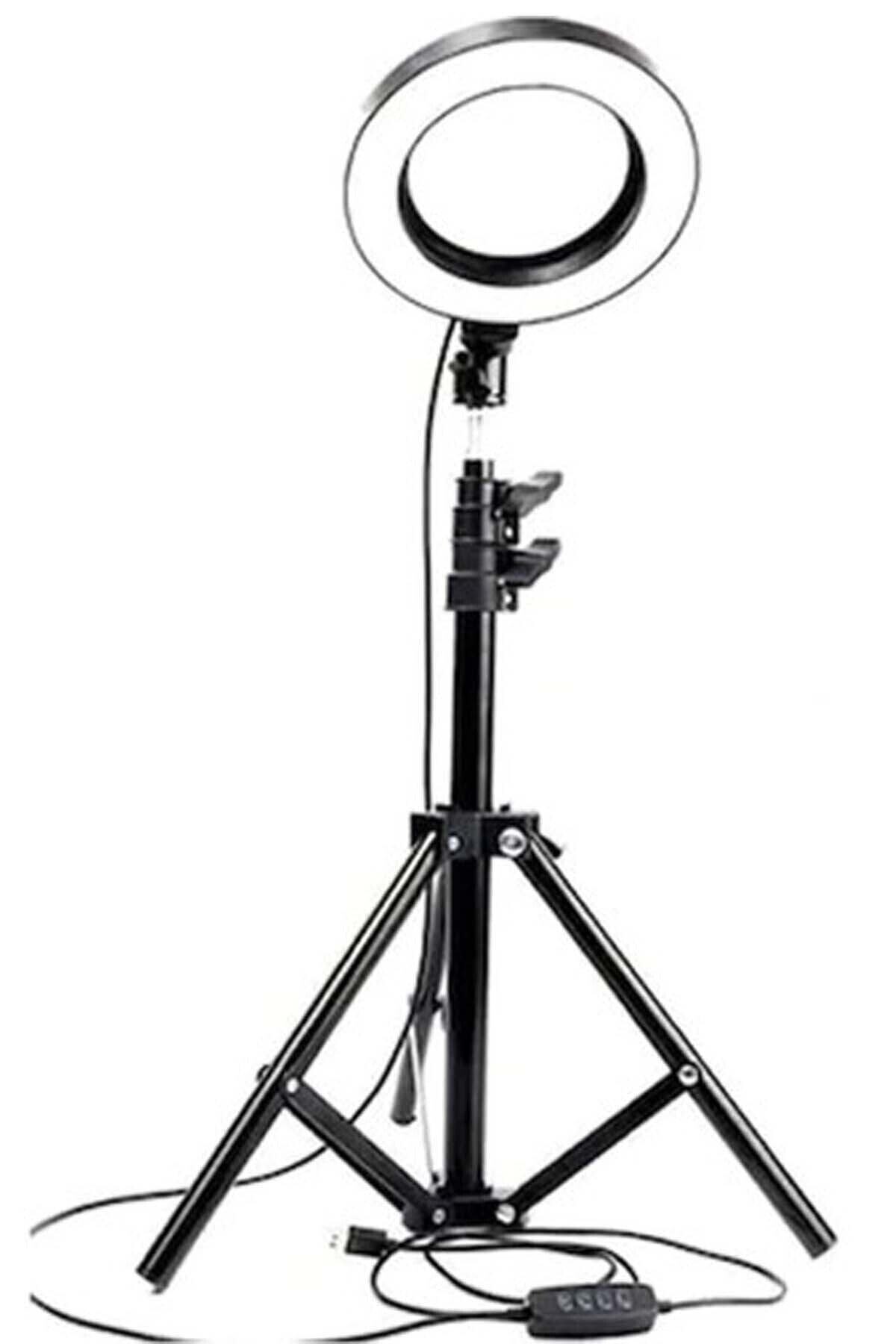 Wonderlust Youtuber Led Tripod Işıklı Telefon Tutucu Makyaj Işığı Ring Light 10 Inç + 2.1 M Tripod
