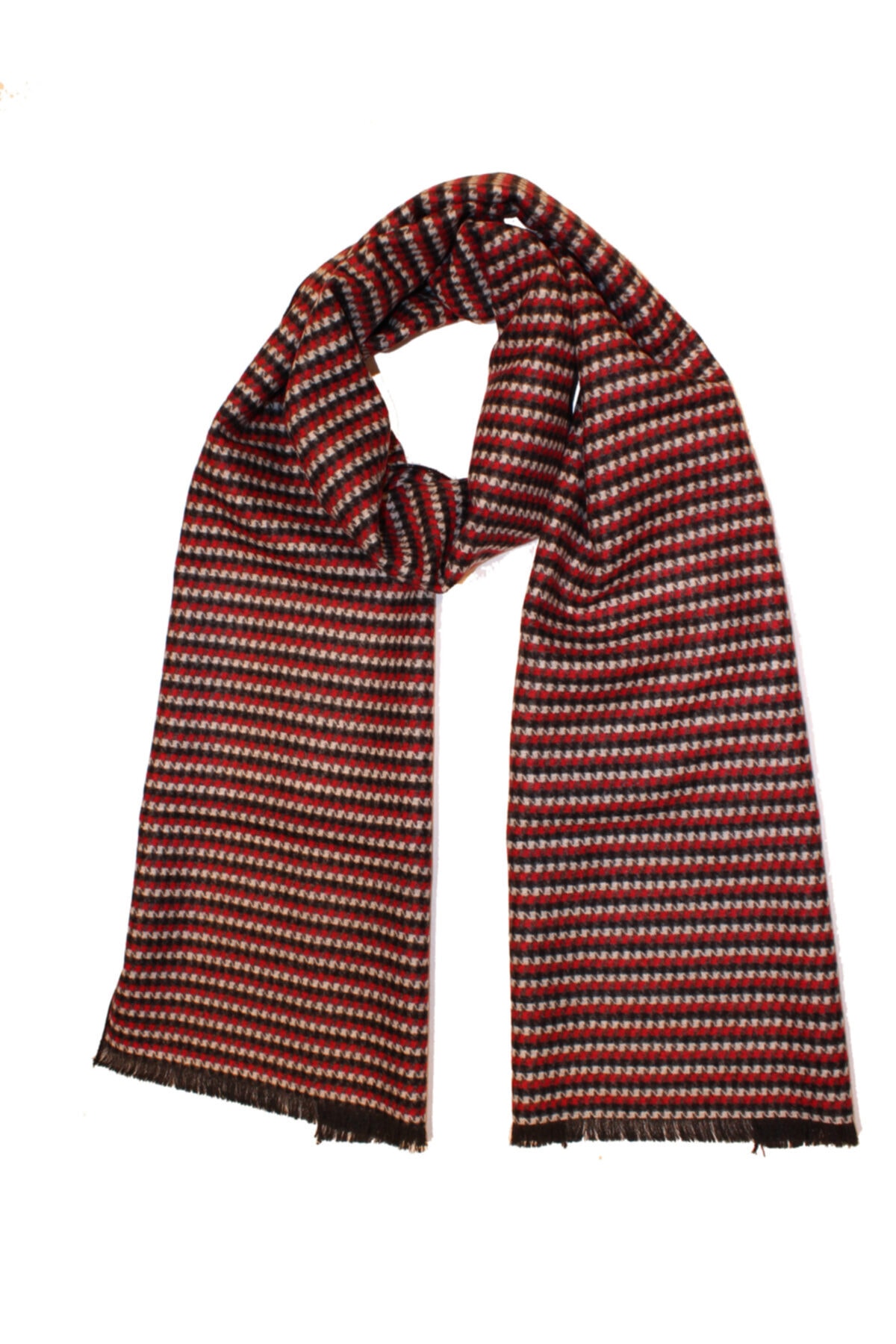 Mysia Butik Luxury Unisex Siyah Kırmıxı Kareli Kaşmir Atkı