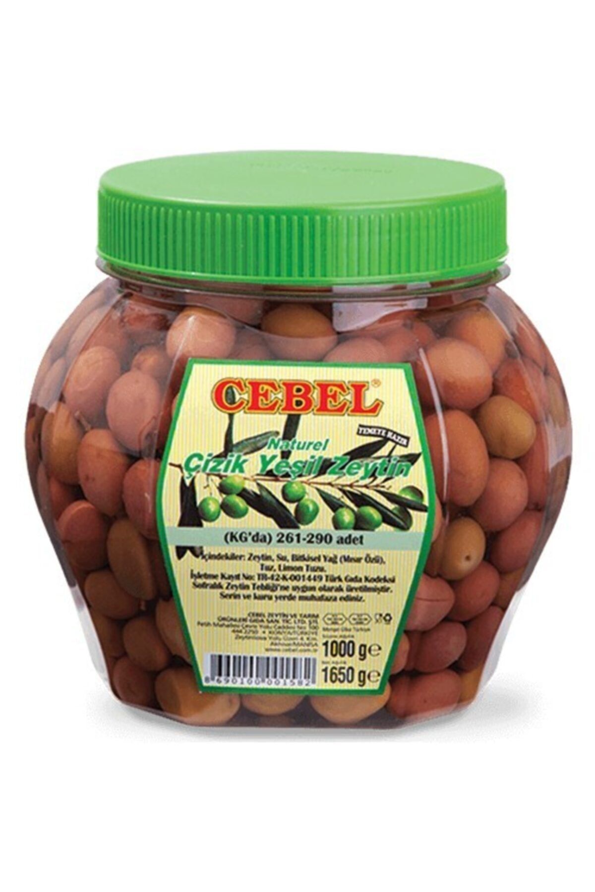 Cebel 261-290 Pet Çizik Yeşil Zeytin 1 Kg