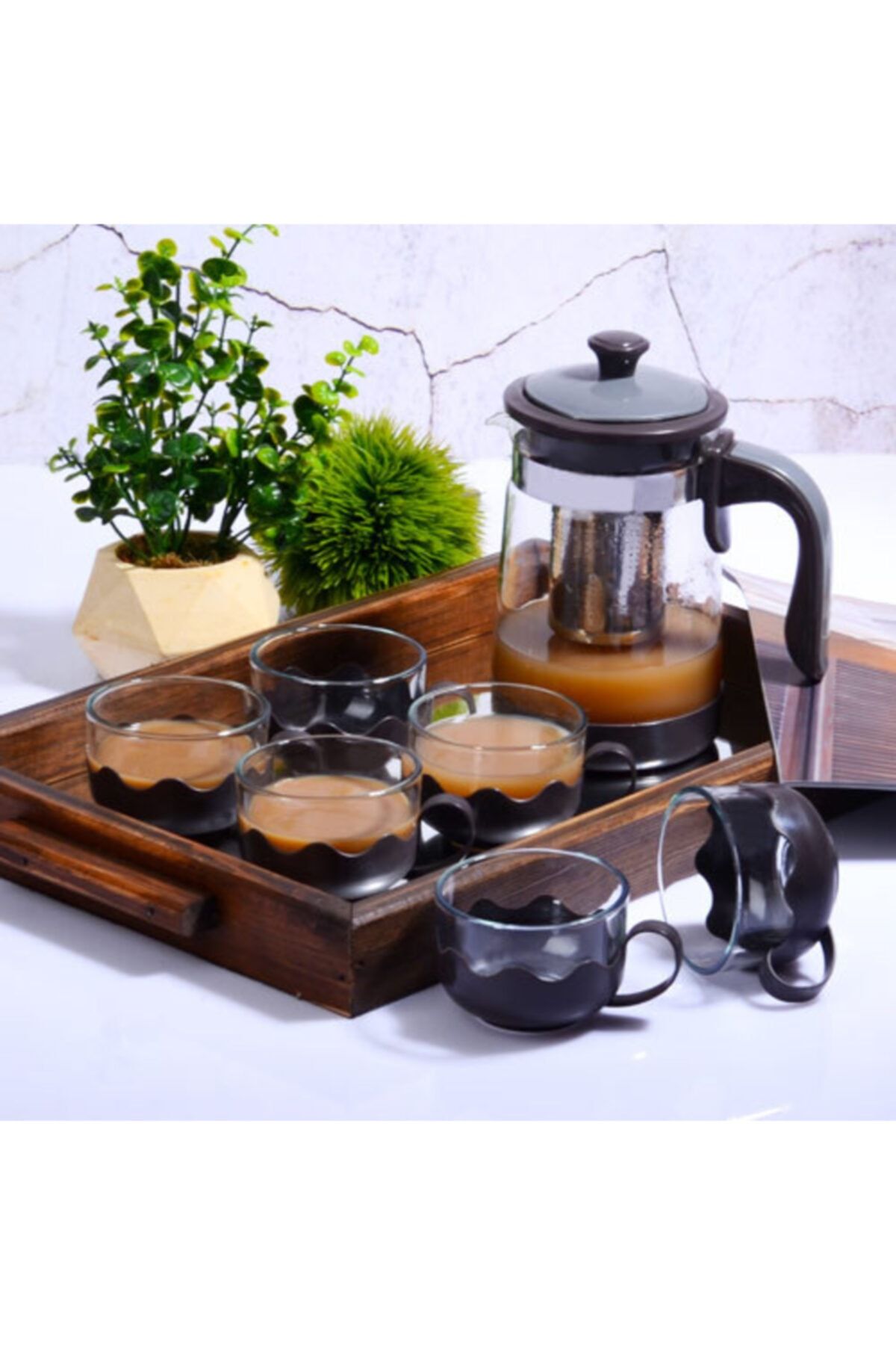 Kosova Siyah Lüks 7 Prç.french Press Set