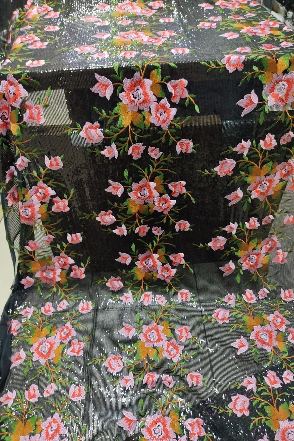 PERMA 3 Mm Payet Uzerine Nakış Işlemeli Kumaş En:150x200