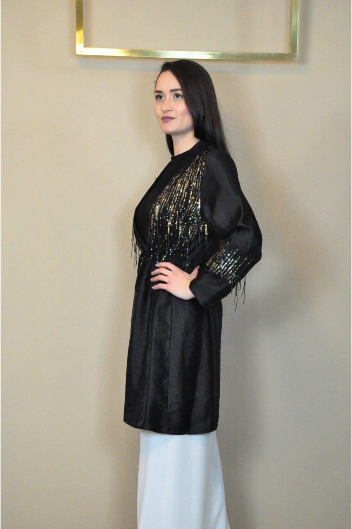 Zare Butik Kadın Siyah Pullu  Ceket