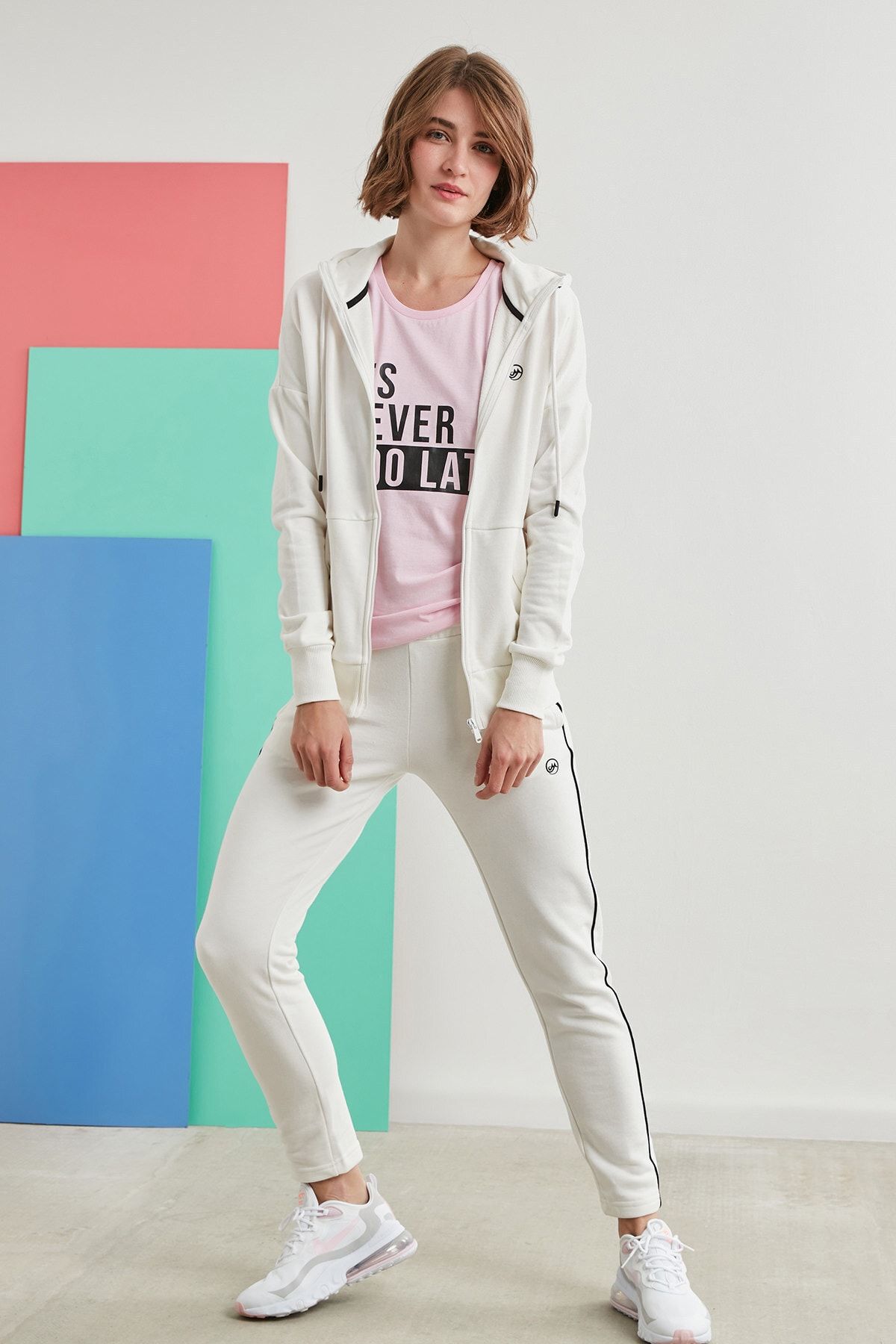MOONSPORTS Kadın Beyaz Clara Zip Hoodie