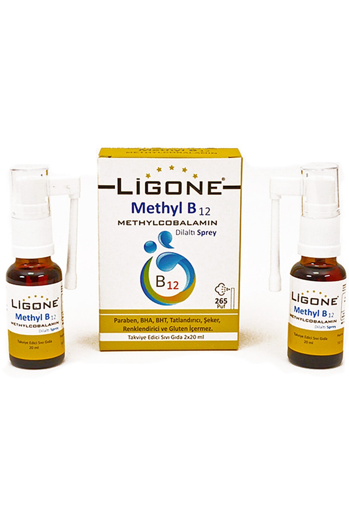Ligone Methyl B12 Methylcobalamin Dilaltı Sprey 2x20 ml 3 Adet