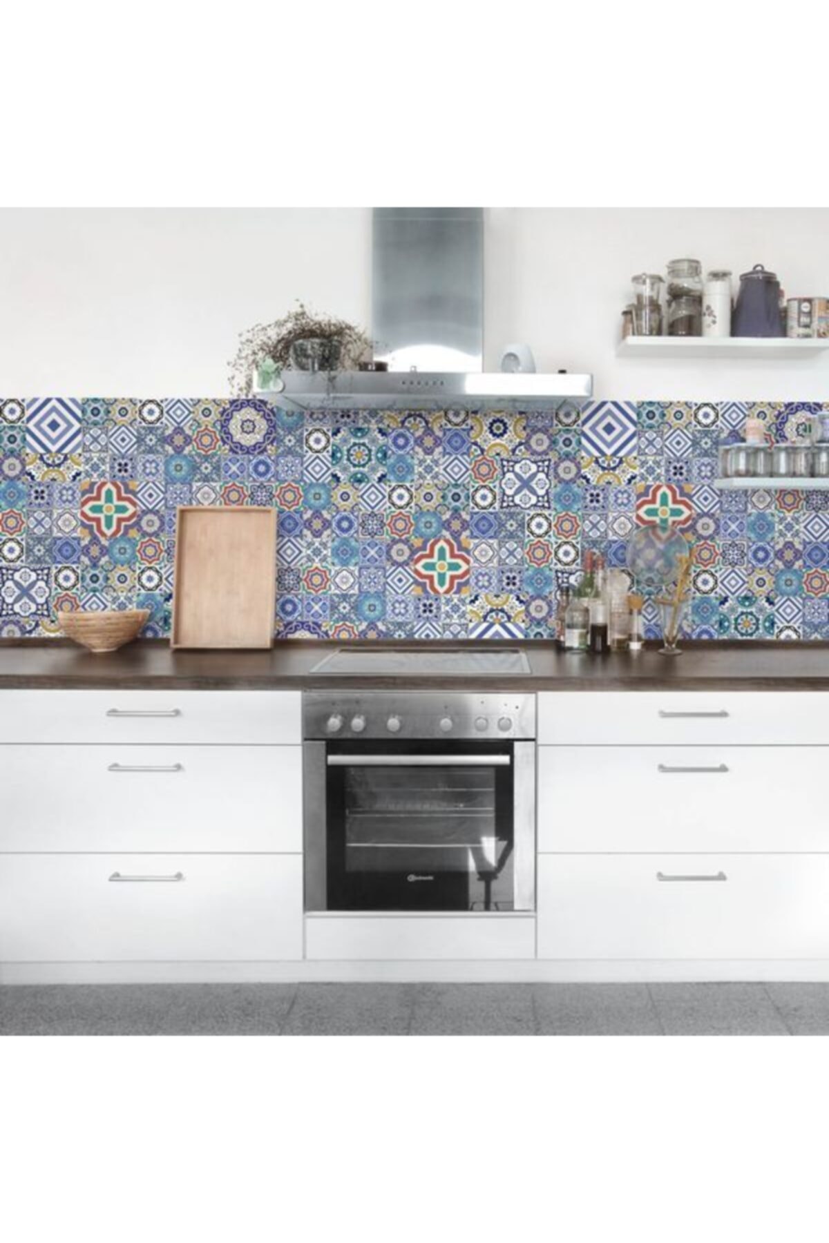 DEKORYAN Ayrıntılı Portekiz Fayans Desen Yapışkan Folyo