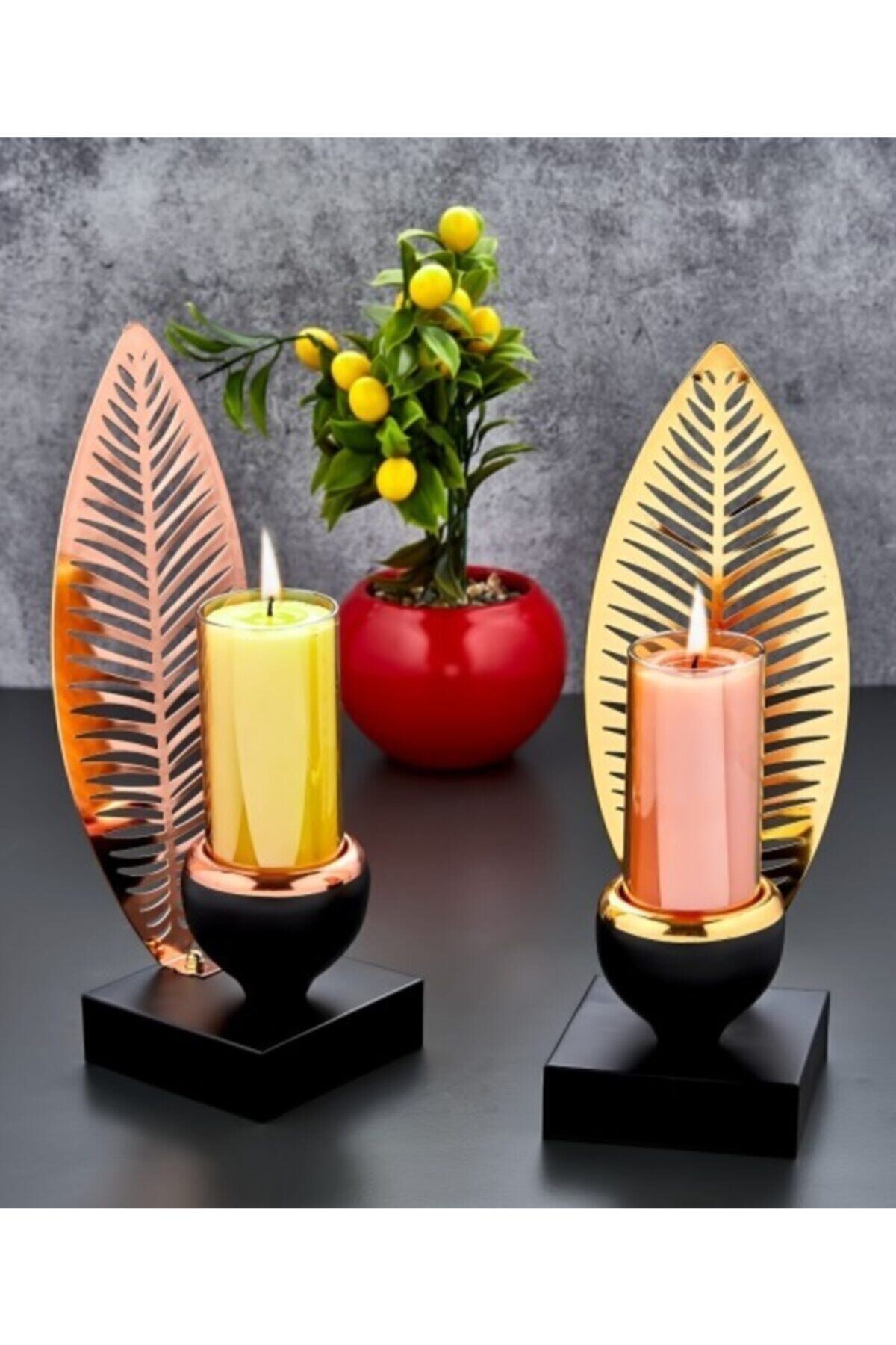 SULTANHOMEEE Bronz Yaprak Model Mumluk Ve Şamdanlık Slt94