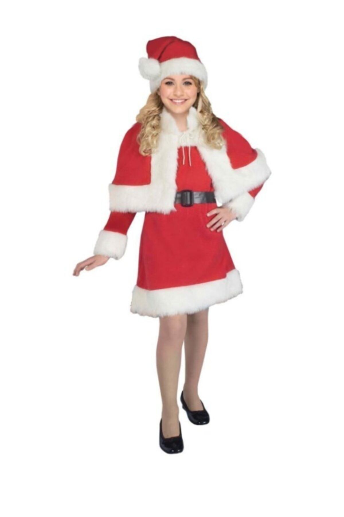 Bkmc Kırmızı Pelerinli Polar Kumaş Noel Anne Kostümü