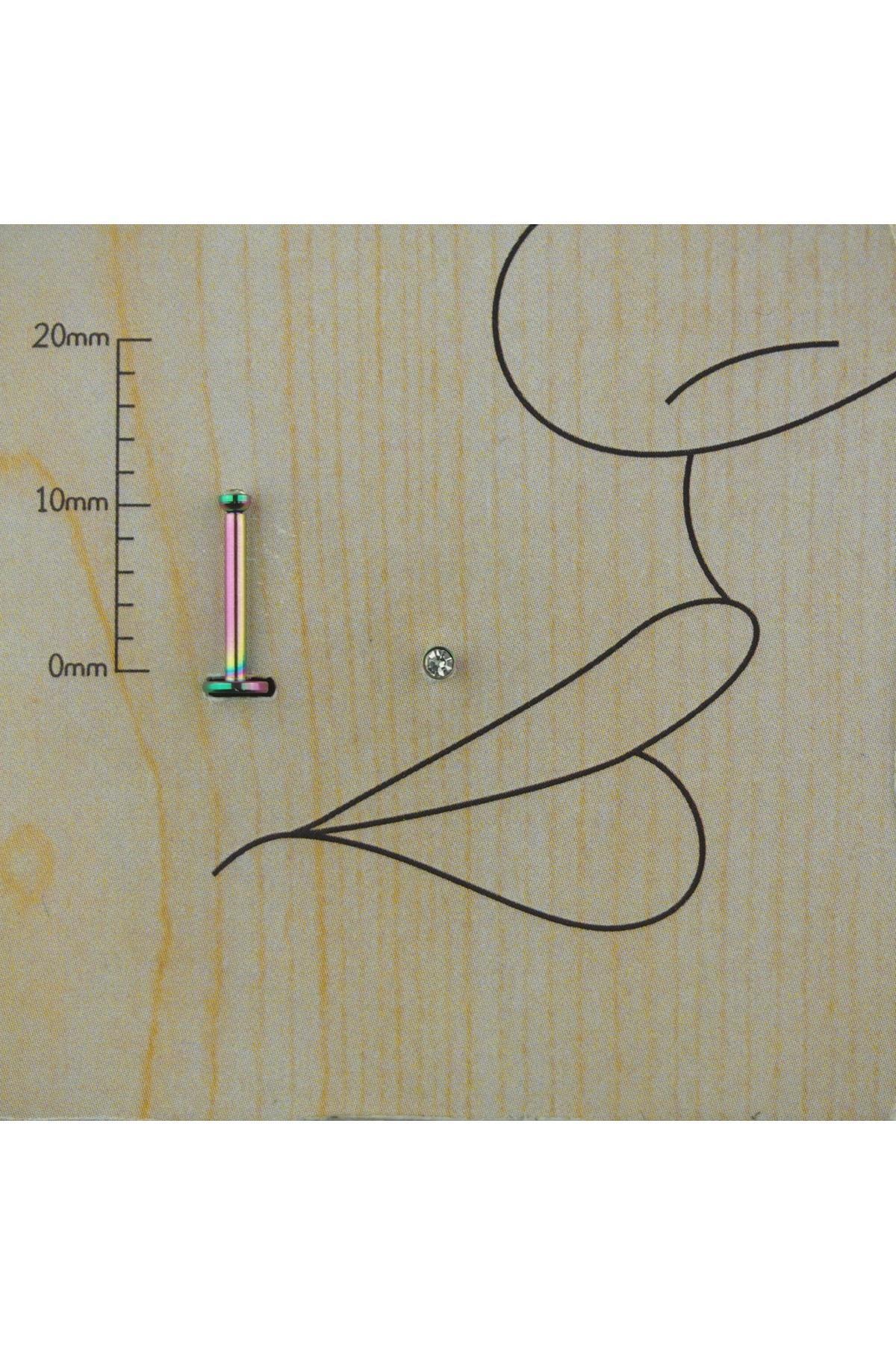 Abuksubukşeyler Cerrahi Çelik Zirkon Taşlı Dudak Tragus Piercing 10 Mm