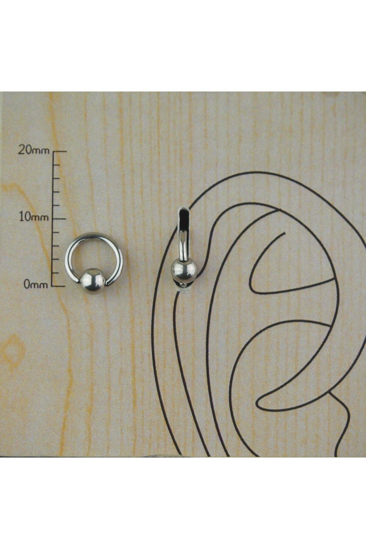 Abuksubukşeyler Cerrahi Çelik Halka Kıkırdak Tragus Piercing 6 Mm