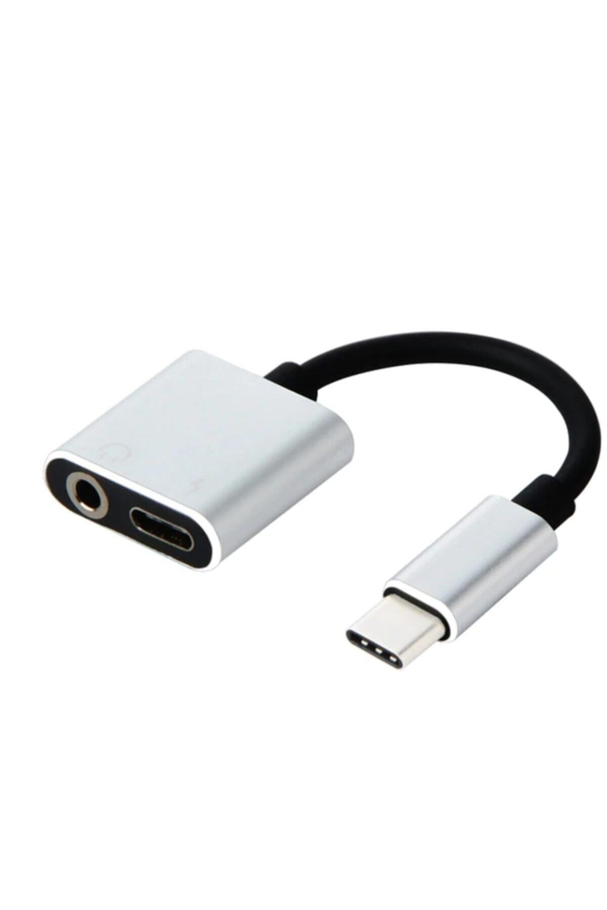 Ally Mobile Usb Type C Audio 3.5mm Kulaklık Ve Şarj Dönüştürücü Kablo - Gümüş