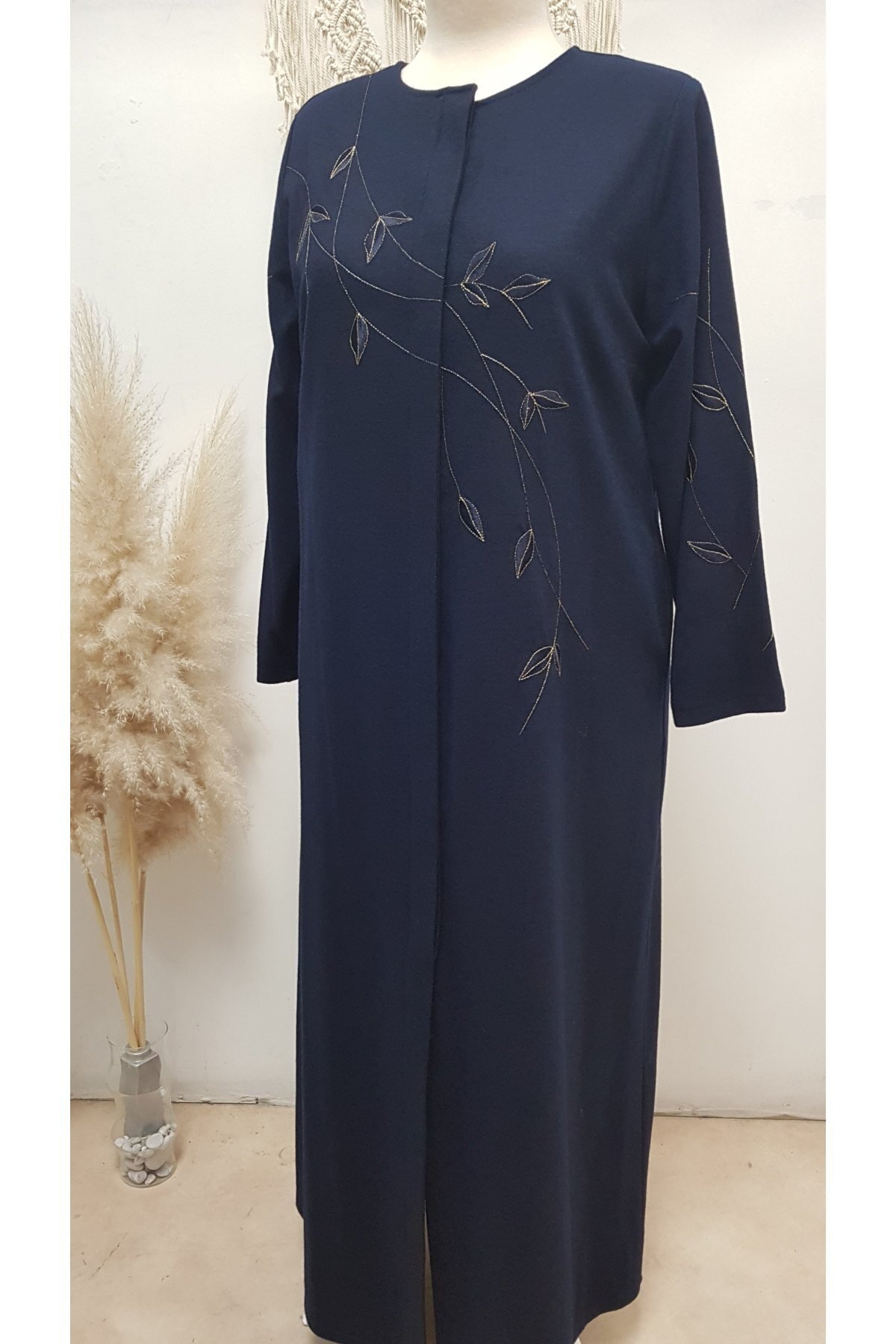 JALİA Nakış Detaylı & Astarlı Büyük Beden Tesettür Pardesü