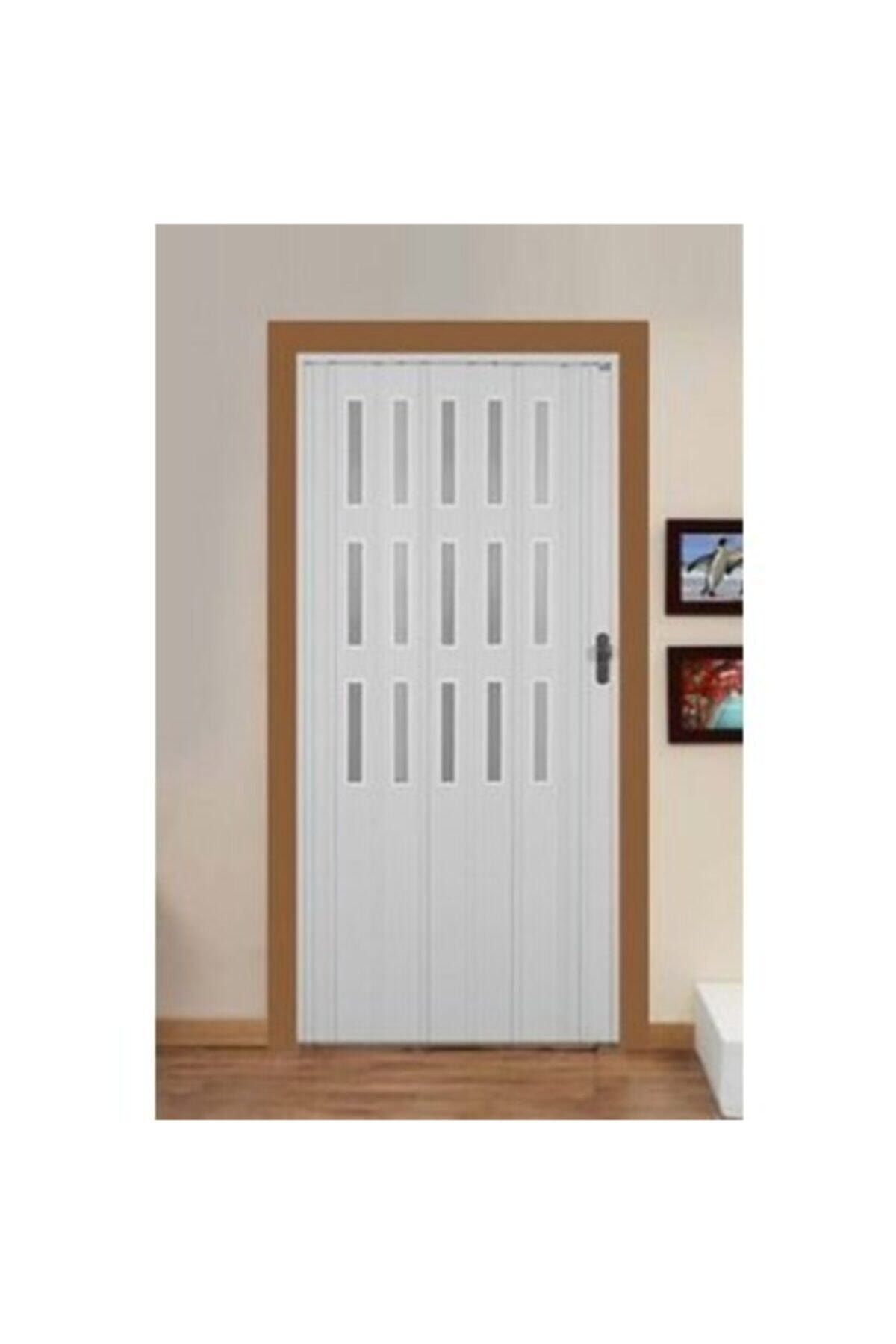 ERİKMANN Beyaz Camlı Tek Açılım 252 X 252 cm Akordiyon Pvc Kapı