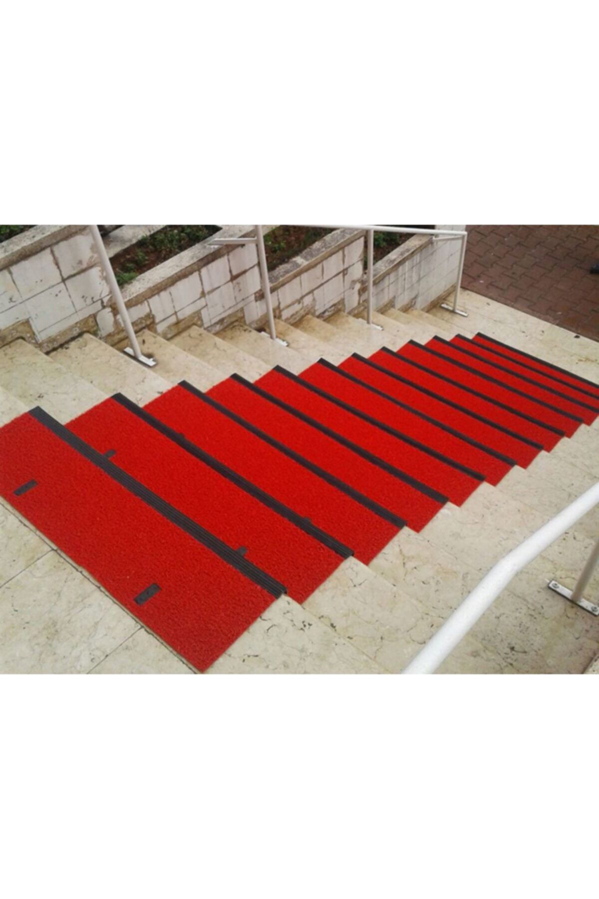 tiritoğluhome Kıvırcık Paspas Kırmızı Renk Basamak Halısı 30x120 Ebatında
