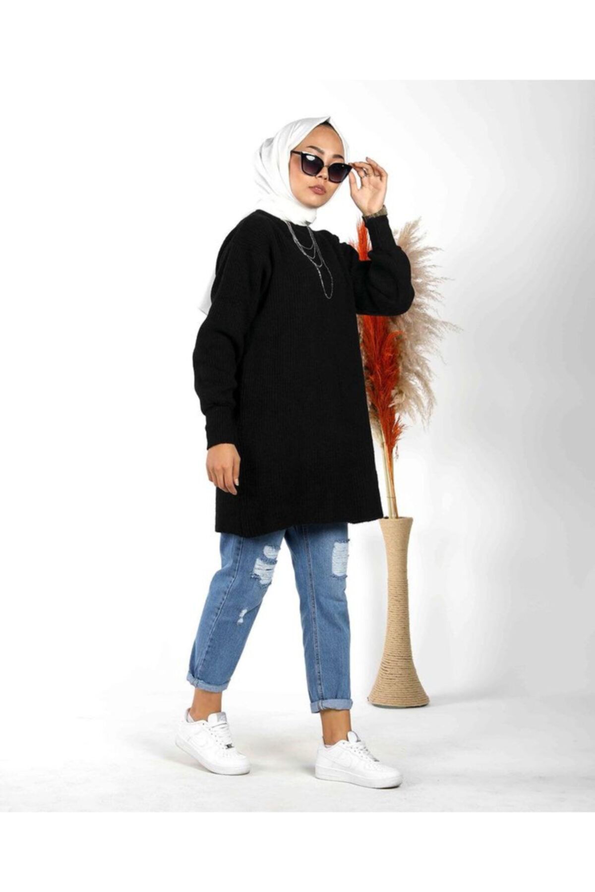 favoristore Kadın Siyah Yumoş Kazak