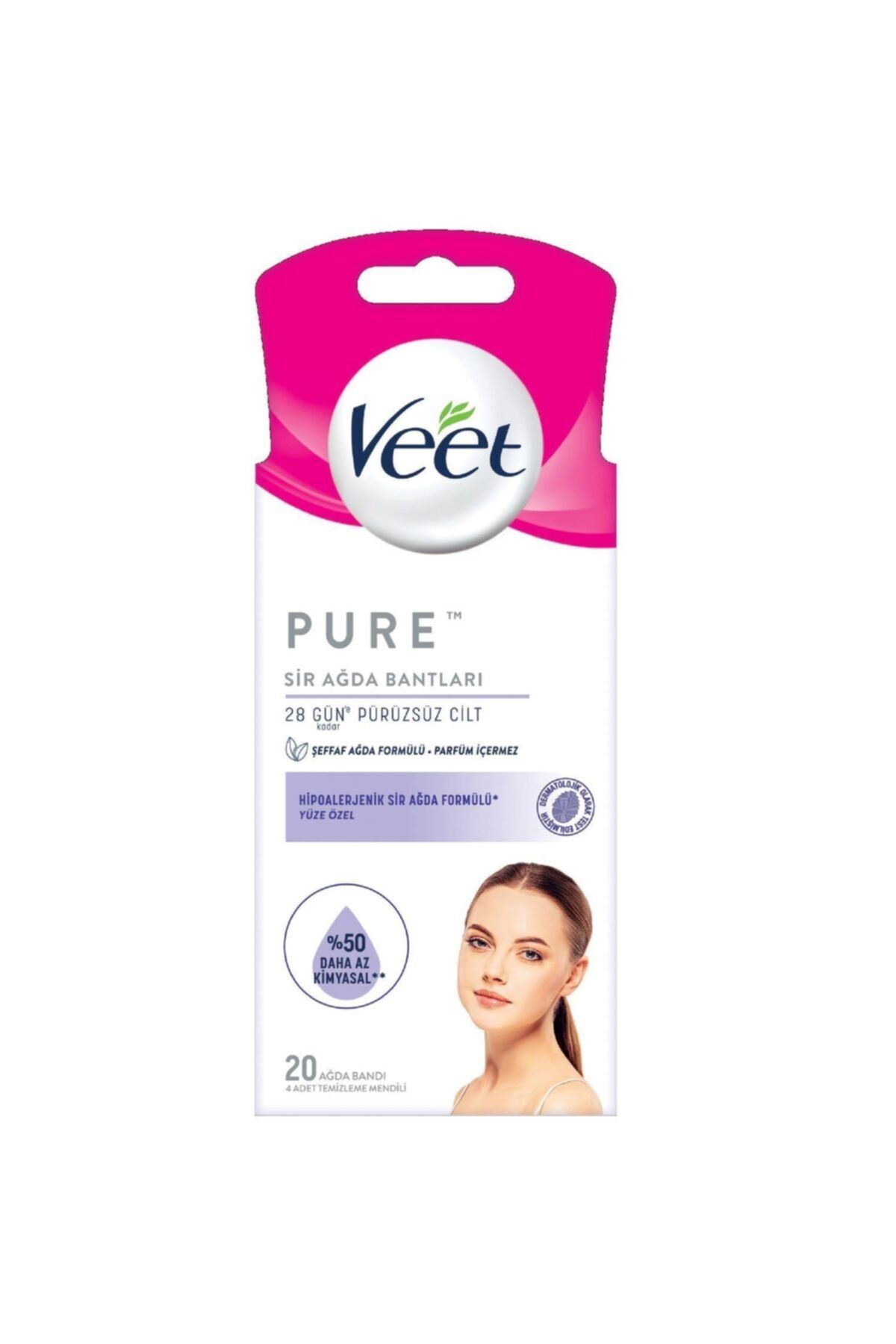 Veet Pure Hipoalerjenik Sir Ağda Bandı Yüz Bölgesi 20'li