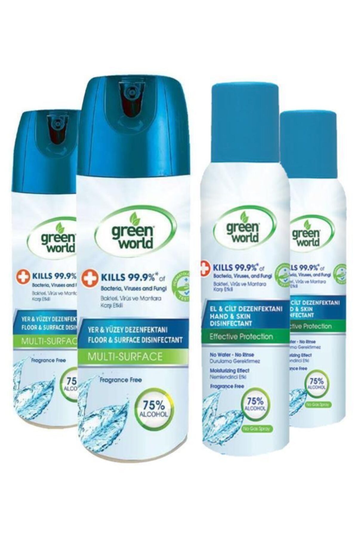 Green World Sprey Yüzey Dezenfektanı 400mlx2+el Ve Cilt Dezenfektan 150mlx2