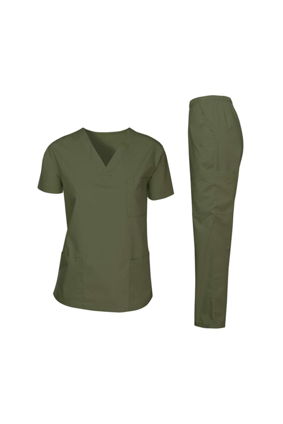 acar iş tex Kadın Haki  Üniforma Medikal İş Elbisesi