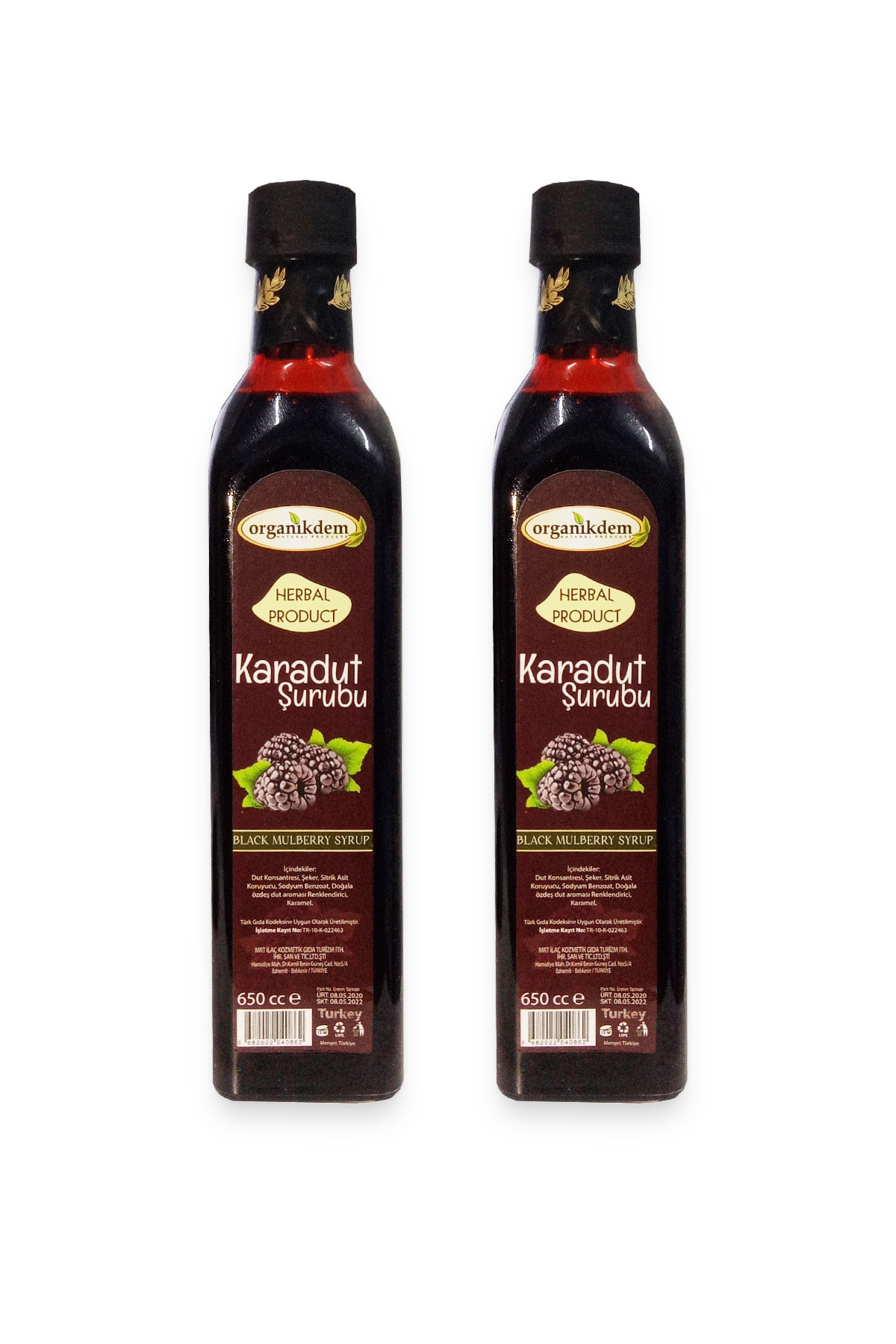organikdem Karadut Şurubu 2 X 650 ml