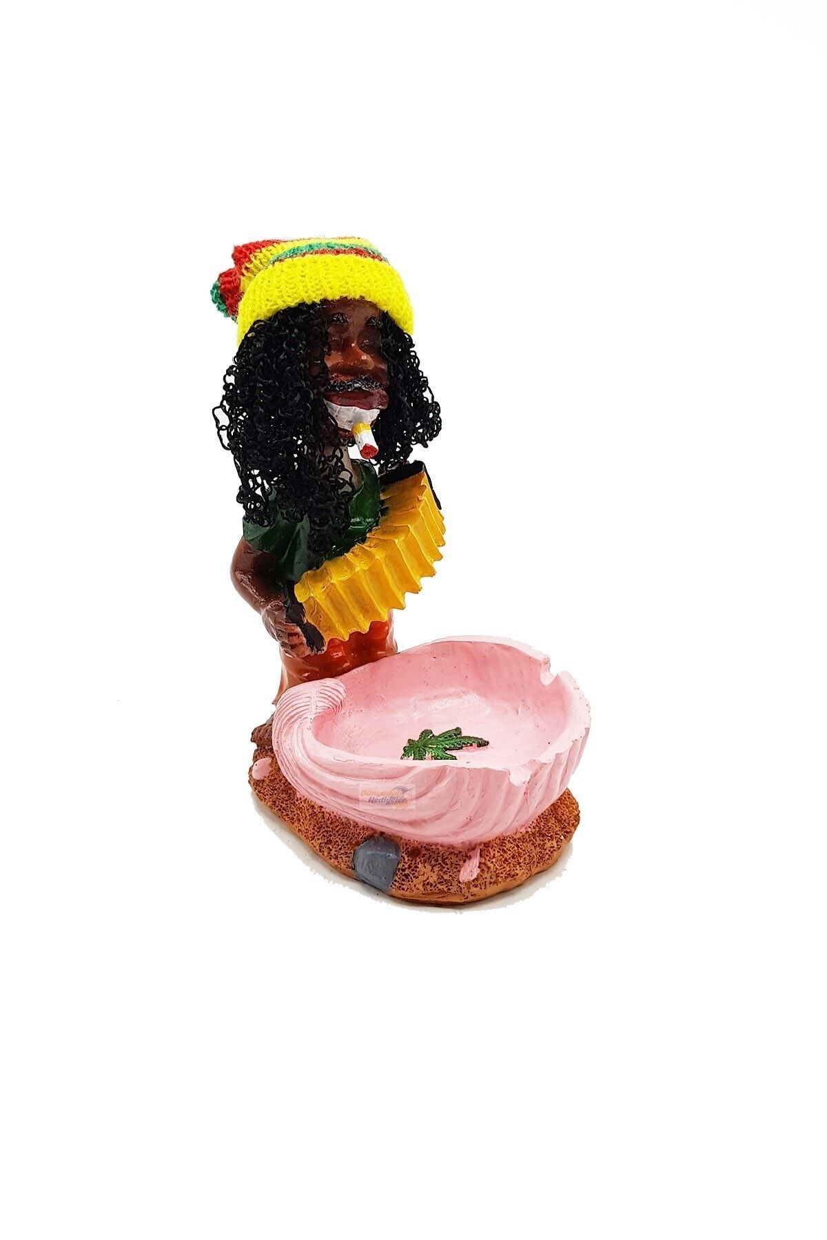 Dünyadan Hediyeler Bob Marley Figürlü Polyester Pembe Küllük 18 Cm