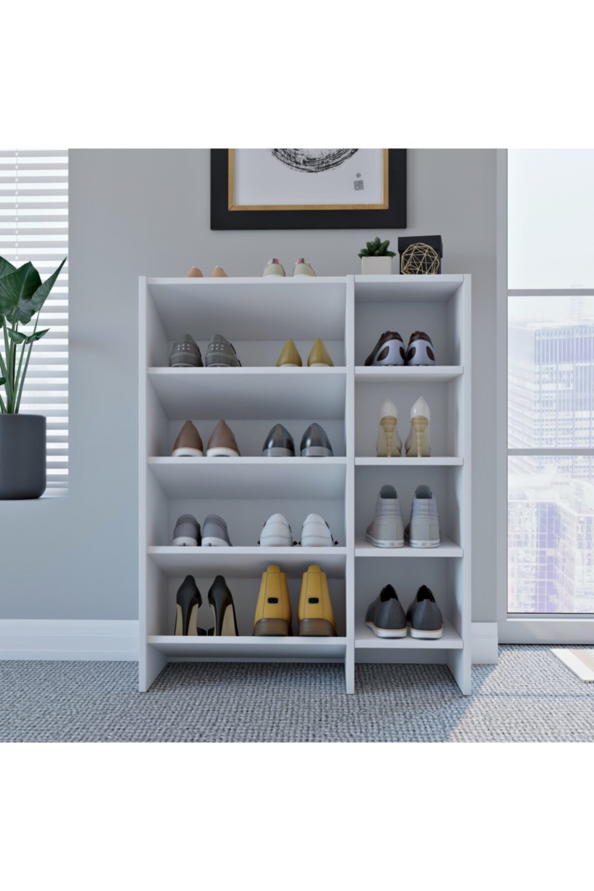 KZNHOME Zambak 5 Raflı Mdf Ayakkabılık - Tamamı 1. Kalite Mdf