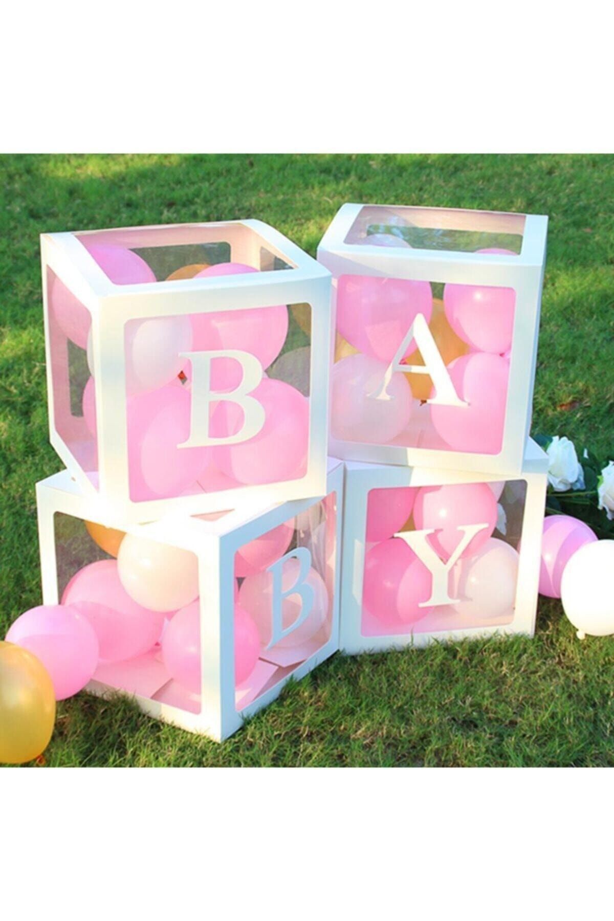 Aşkın Parti Evi Baby Yazılı Beyaz Harfli Asetat Kutu 25 Cm*25 Cm Parti Dekorasyonu