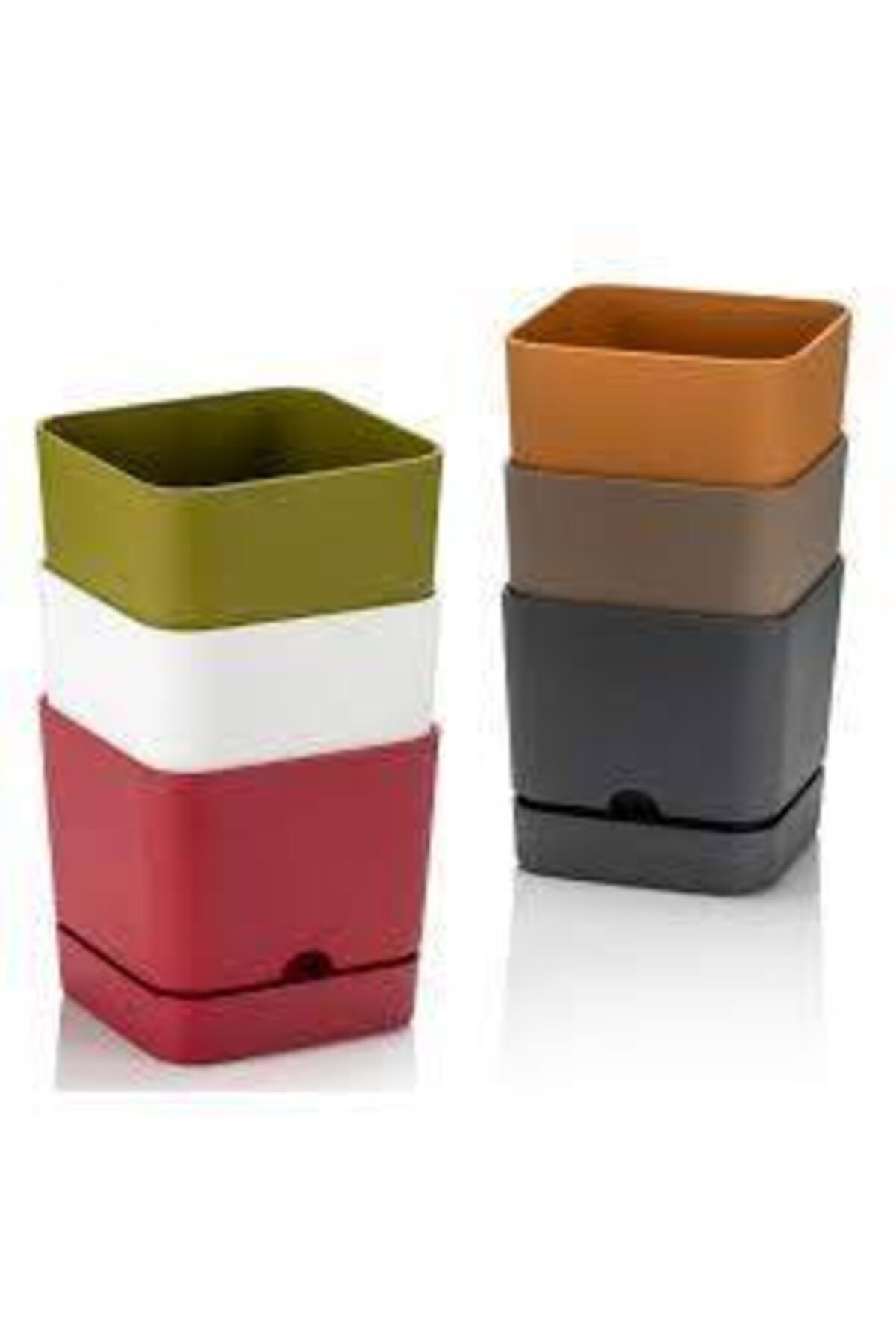 Poliwork Begonya Kare 16 Cm Tabaklı Saksı 2.3 Lt 4lü Set