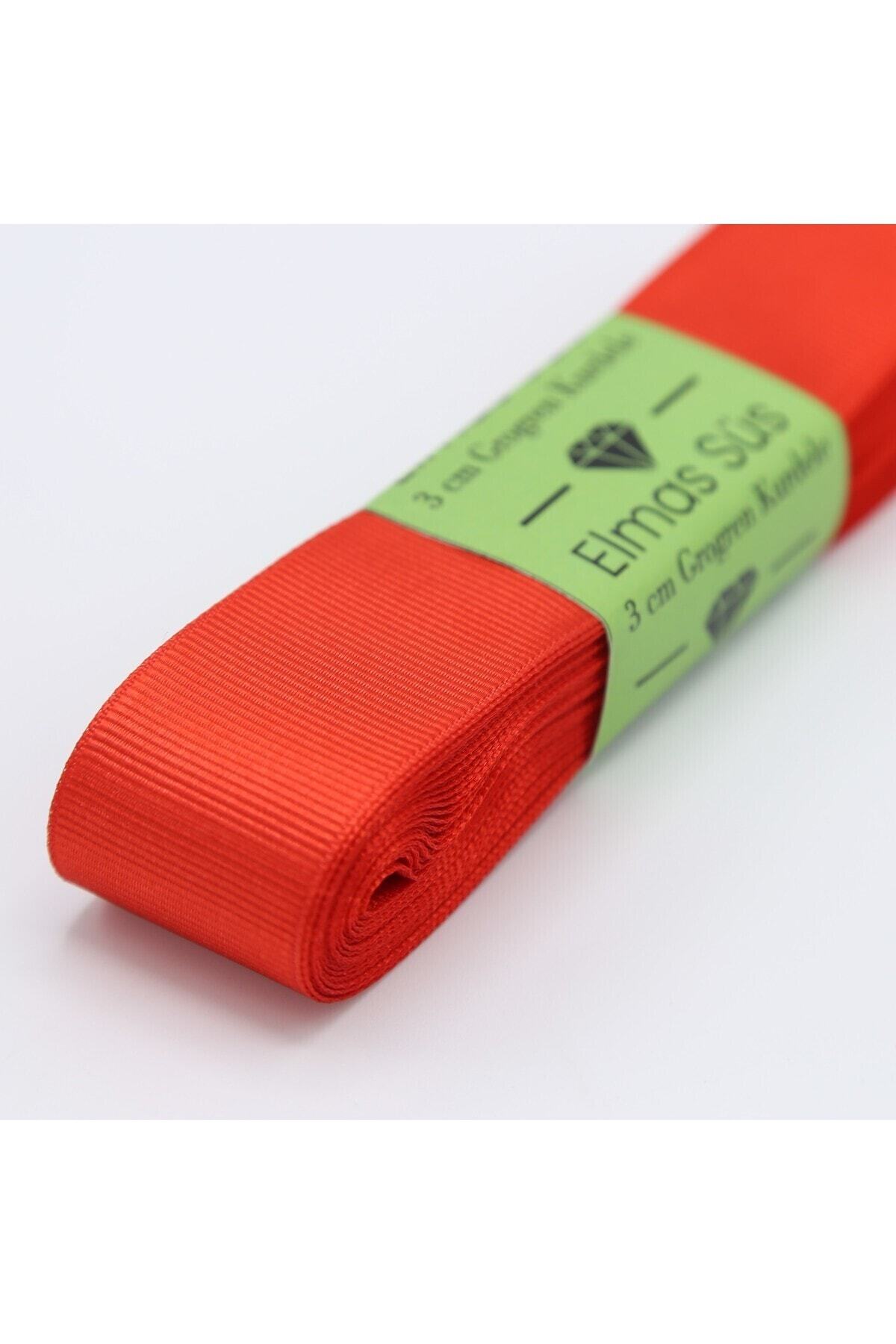 E Elmas Kırmızı Grogren Kurdele 3cm 10m