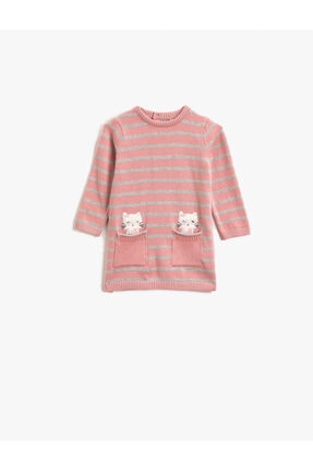 Koton Kids Kız Pembe Kazak Elbise