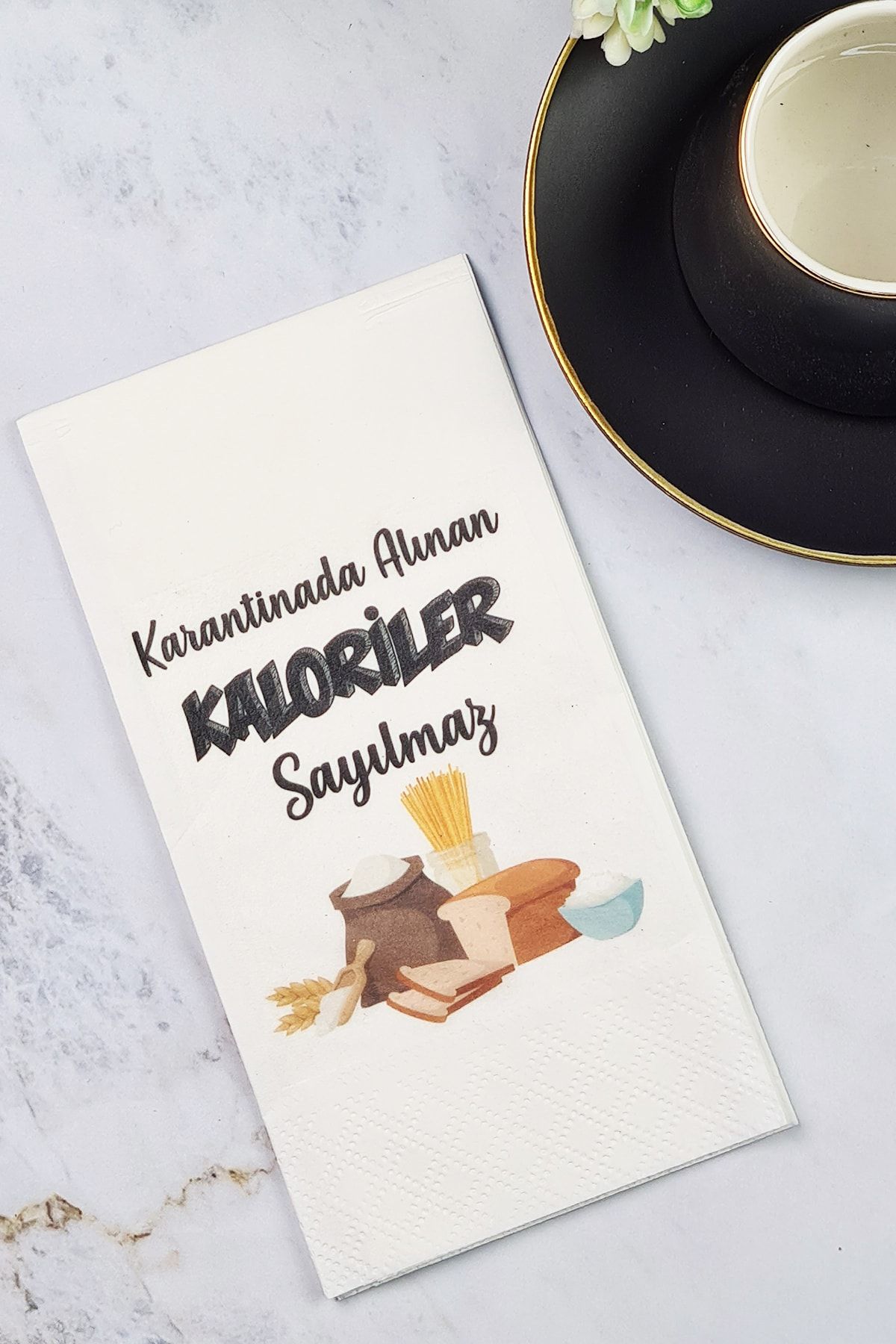 PEKSHOP Karantina Kalorileri Sayılmaz Yazılı Sunum Peçetesi - Sunum Peçetesi