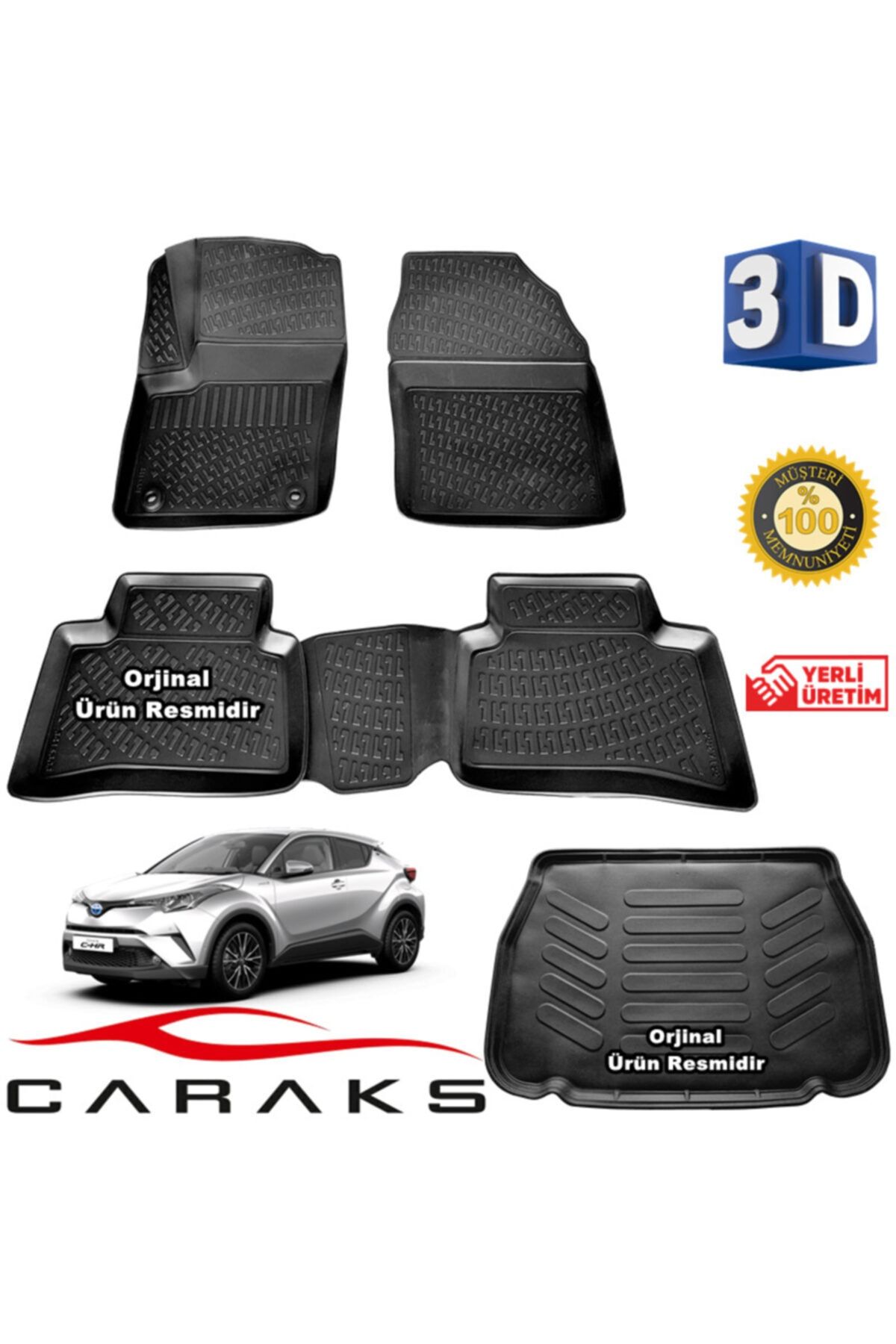 caraks Toyota Chr 3d Paspas + 3d Bagaj Havuzu 2016 - 2020 Arası Siyah - Set