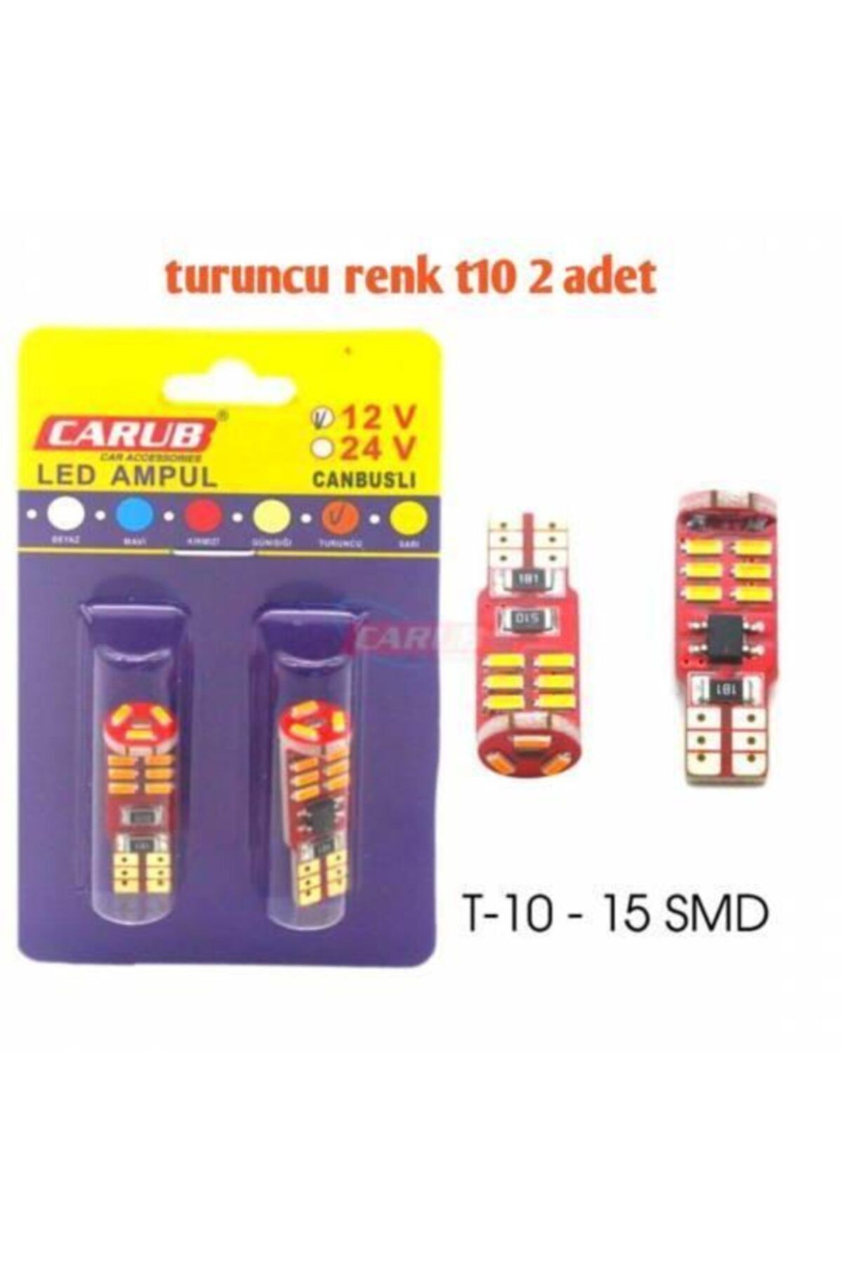 Carub Led Ampul 12v Turuncu T-10 15 Smd