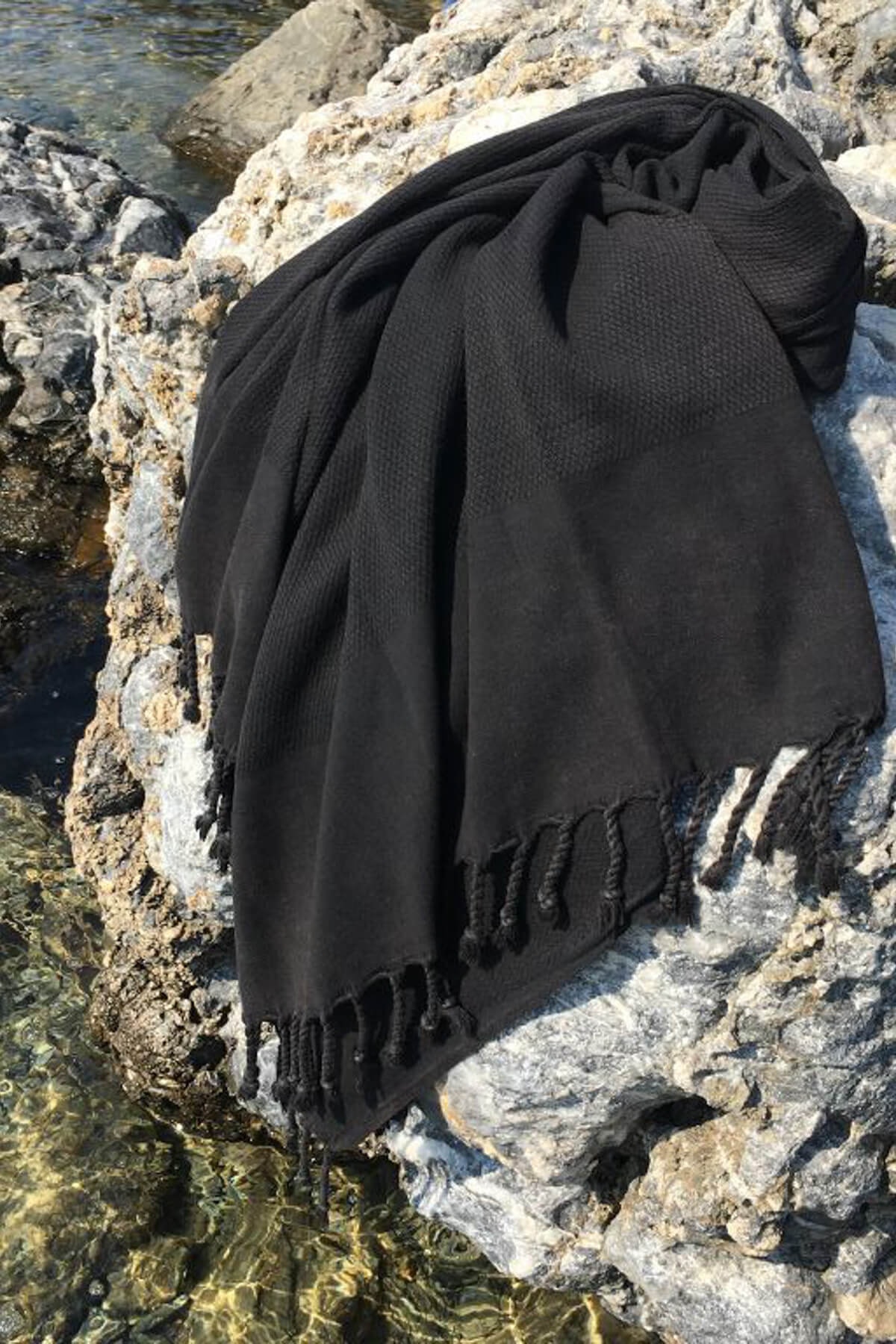 DENIZLI CONCEPT Siyah Taşlanmış Peştemal