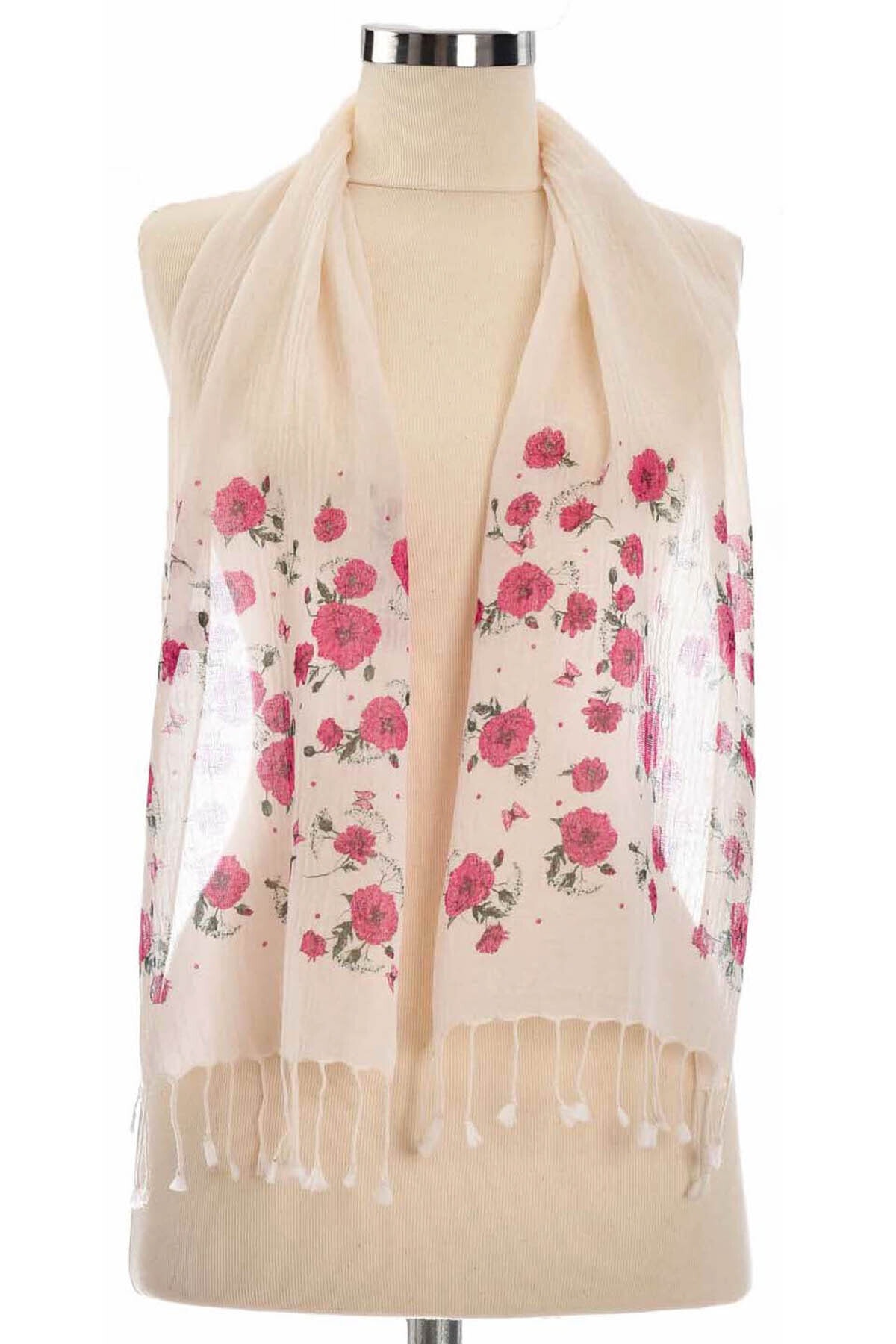 Dosimira Kadın Karanfil Çiçekli Pamuklu Baskılı Fular