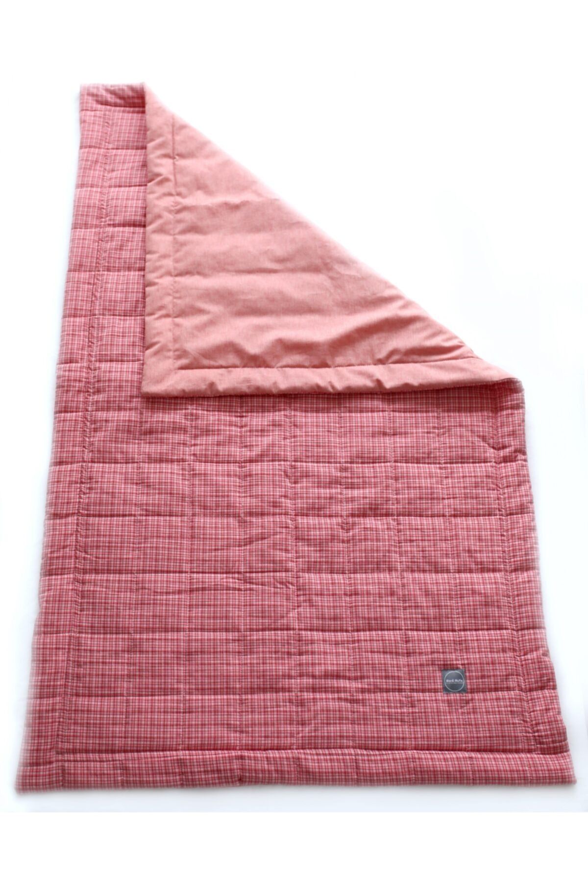 Mardi Matin Kırmızı Pembe Ekoseli Bebek Yorganı Pamuklu Kumaş Silikon Elyaf 95x145 cm