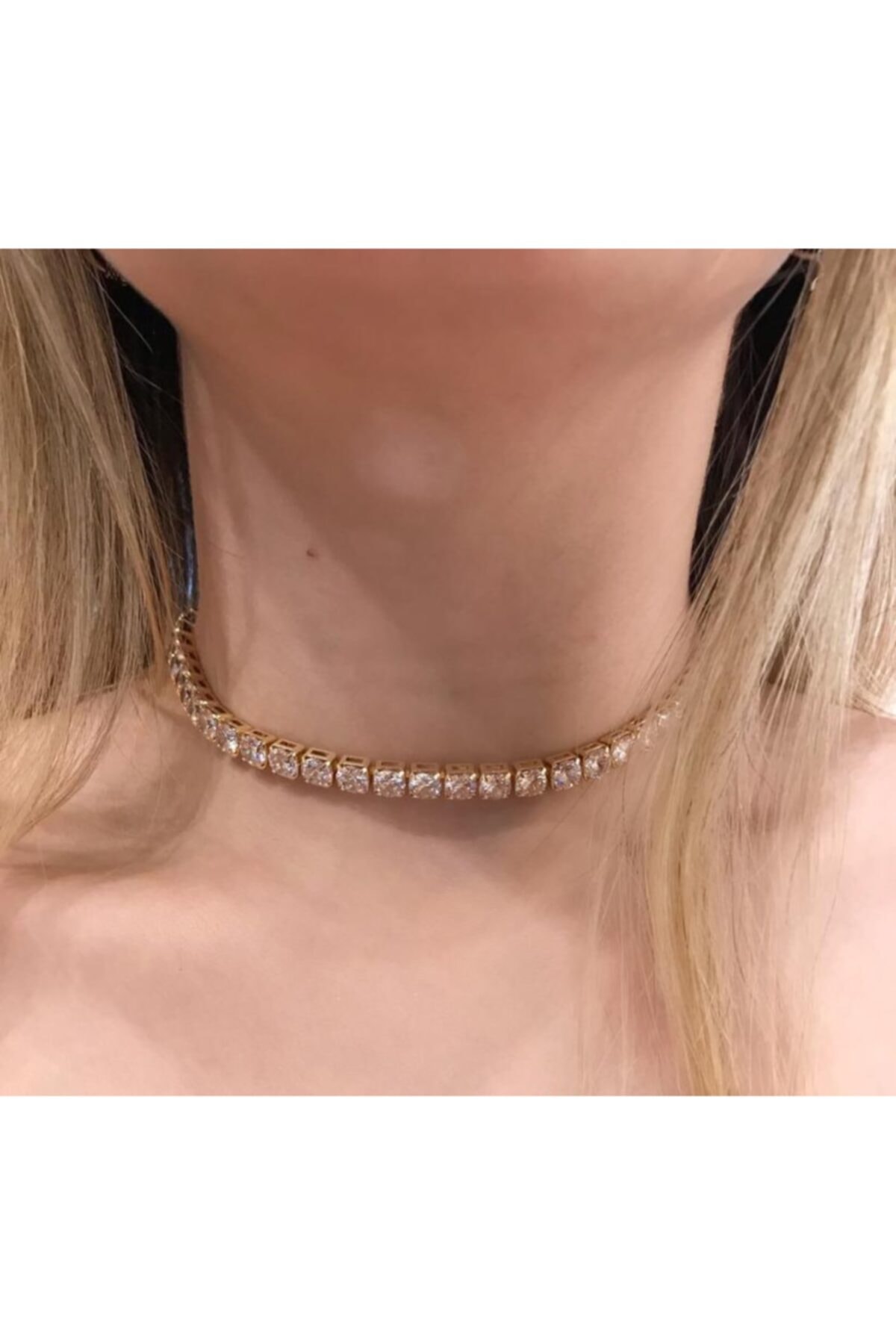 Evo Kadın Altın Renk Zirkon Taşlı Su Yolu Choker