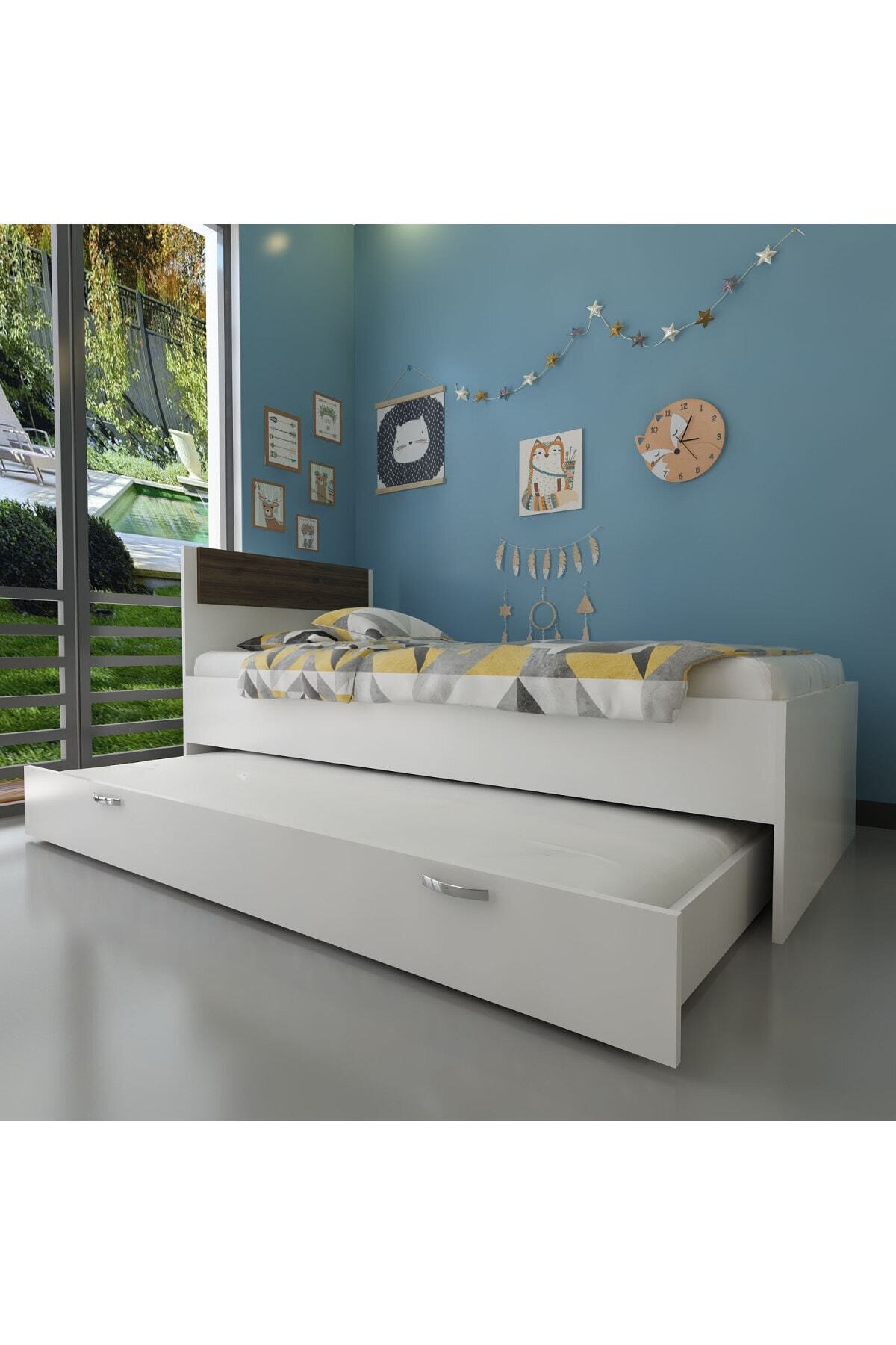 Myniture Trend Yavrulu Karyola Q4010-1 Beyaz Ceviz